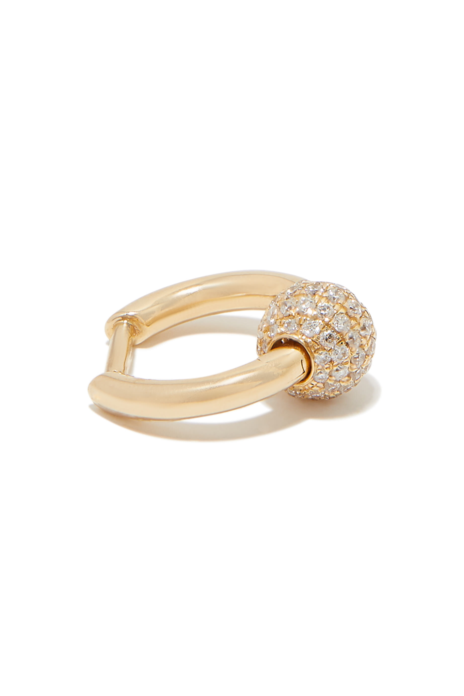 Nano Hoop Earring, 14K Yellow Gold & Diamond