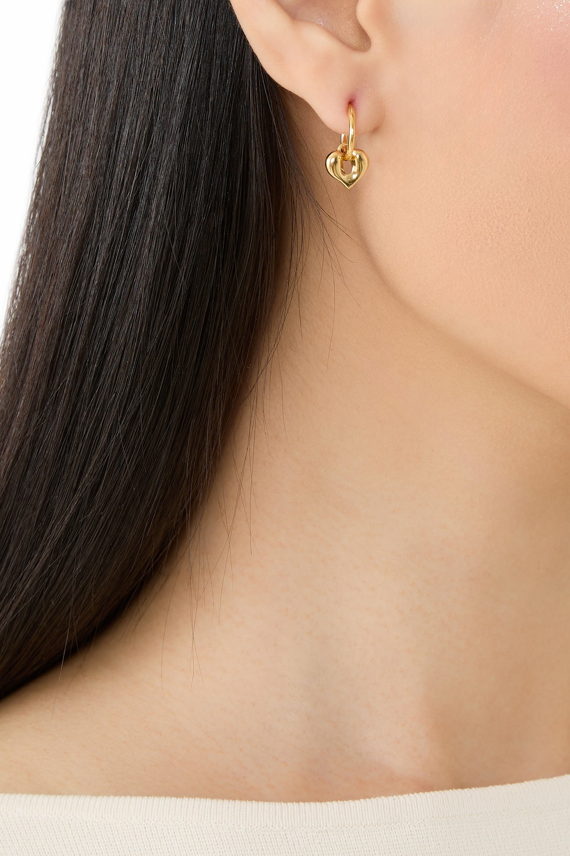 Molten Heart Charm Hoop Earrings, 18k Recycled Gold Vermeil on Recycled Sterling Silver