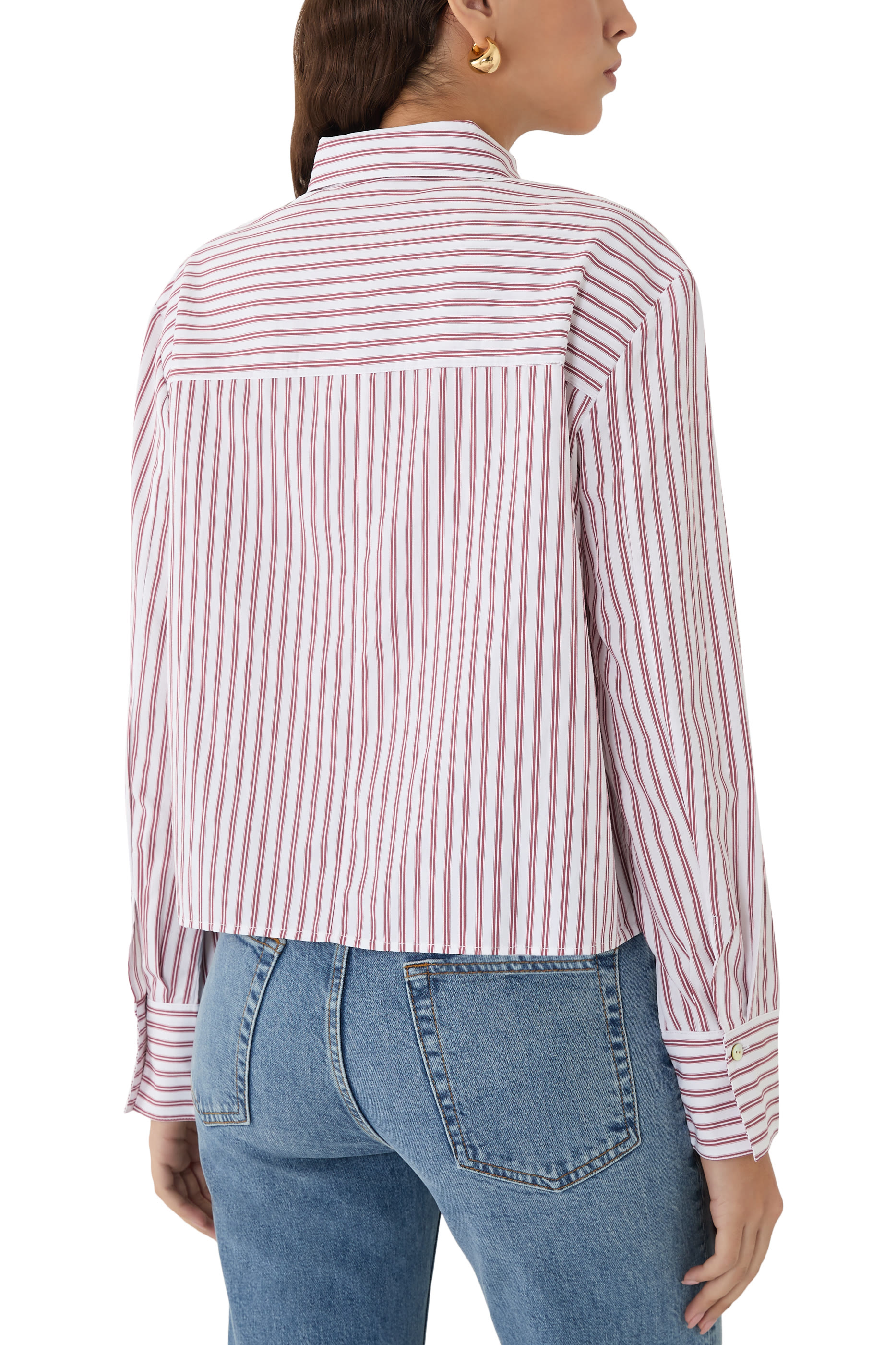 Till Stripe Cropped Button Down Shirt