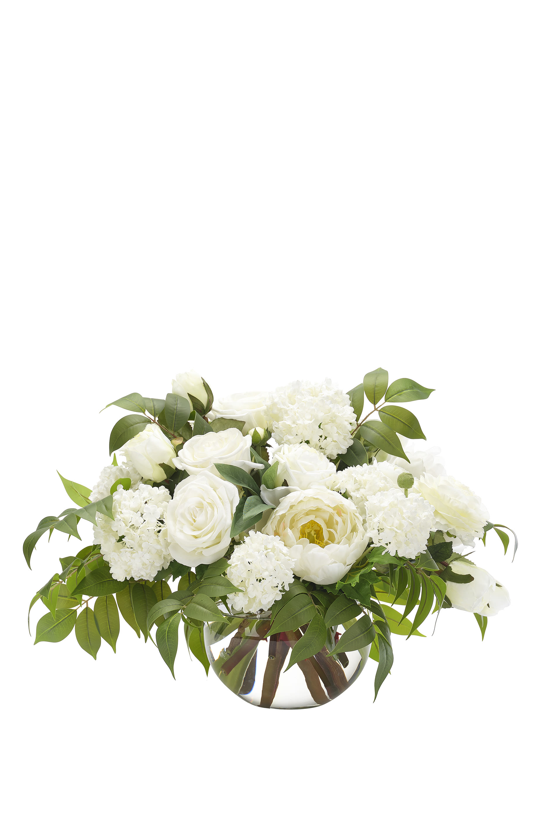 Peony & Rose in Round Vase