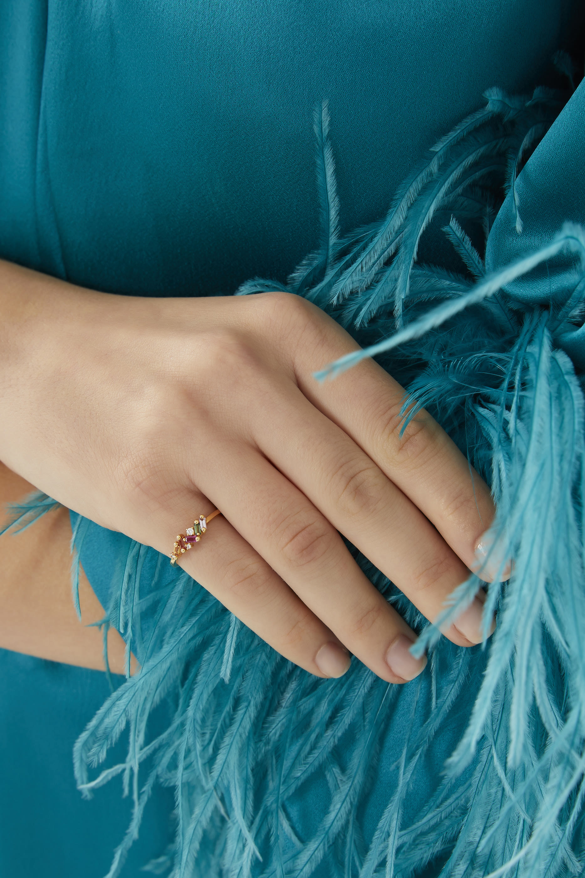 Multi-color Sapphire and 18K Gold Mini Ring