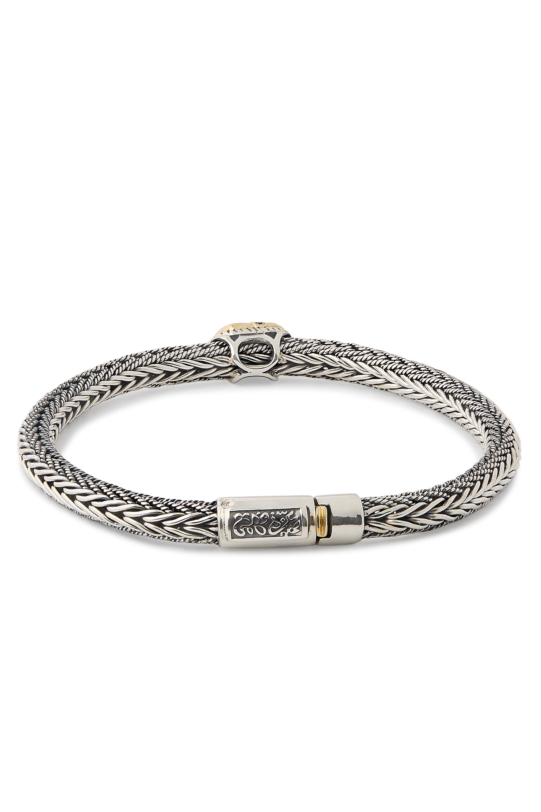 Scarab Braided Bracelet, 18K Yellow Gold, Sterling Silver & Diamonds