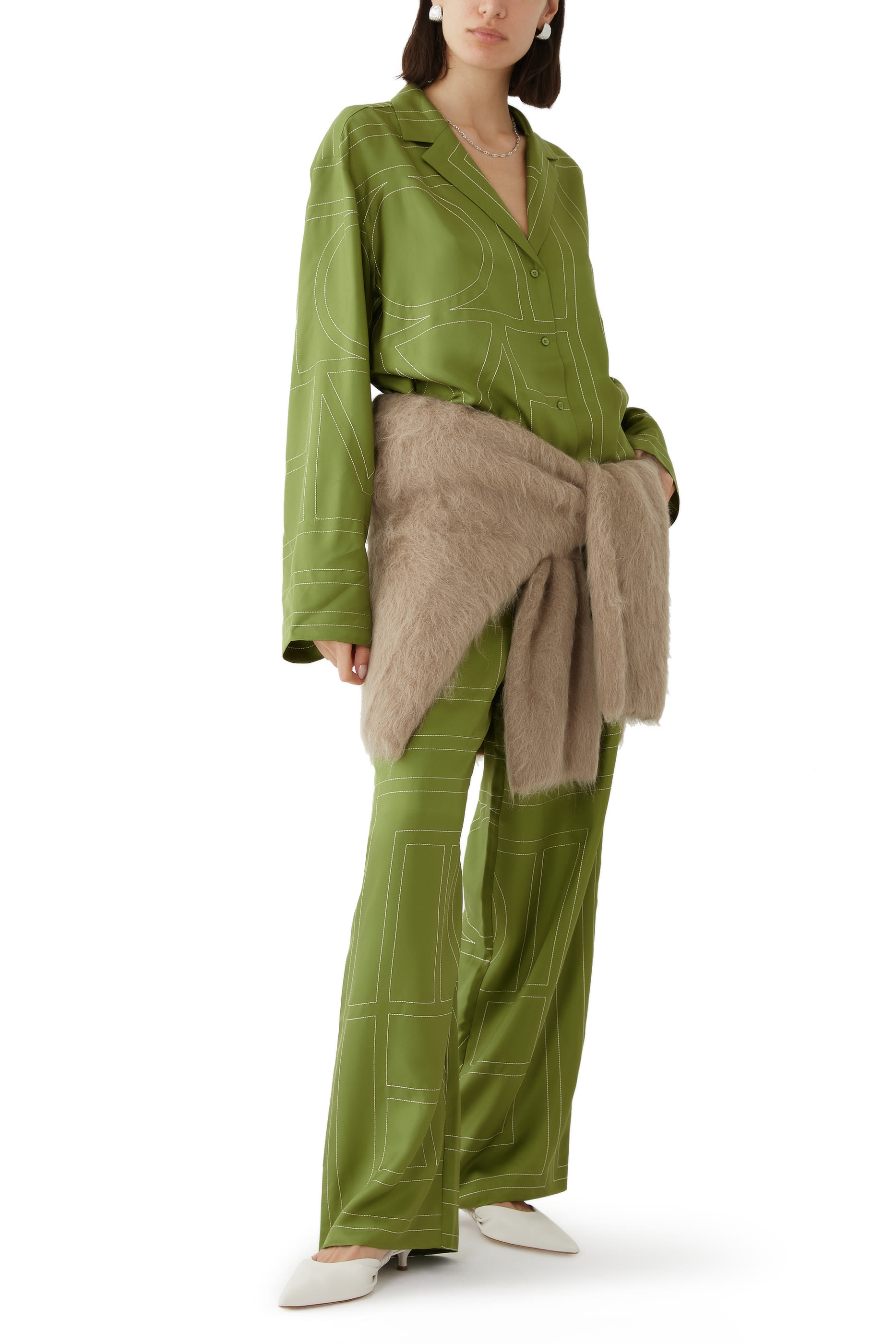 Monogram Silk Pajama Bottoms