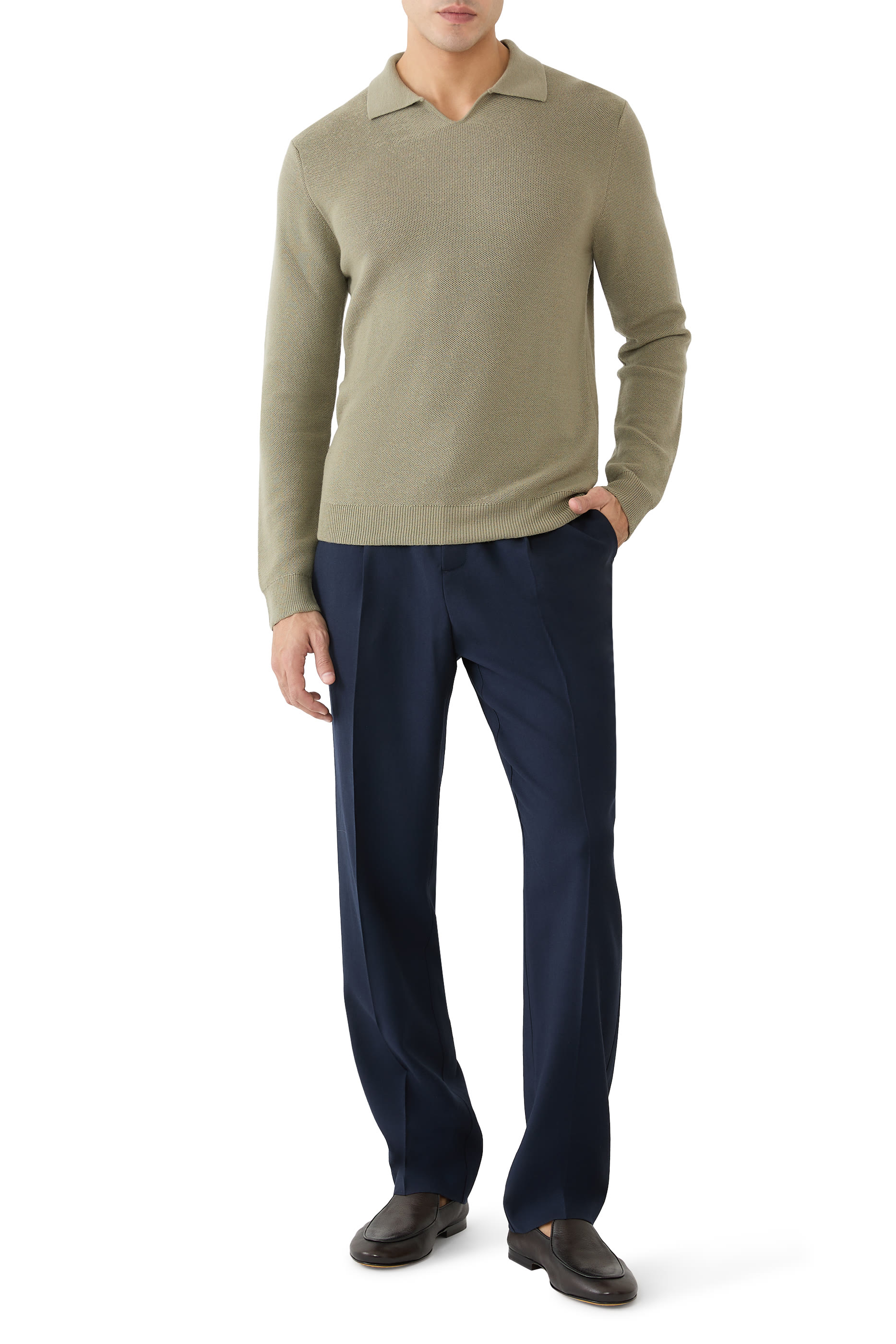 Pleated Wool Twill Trouser