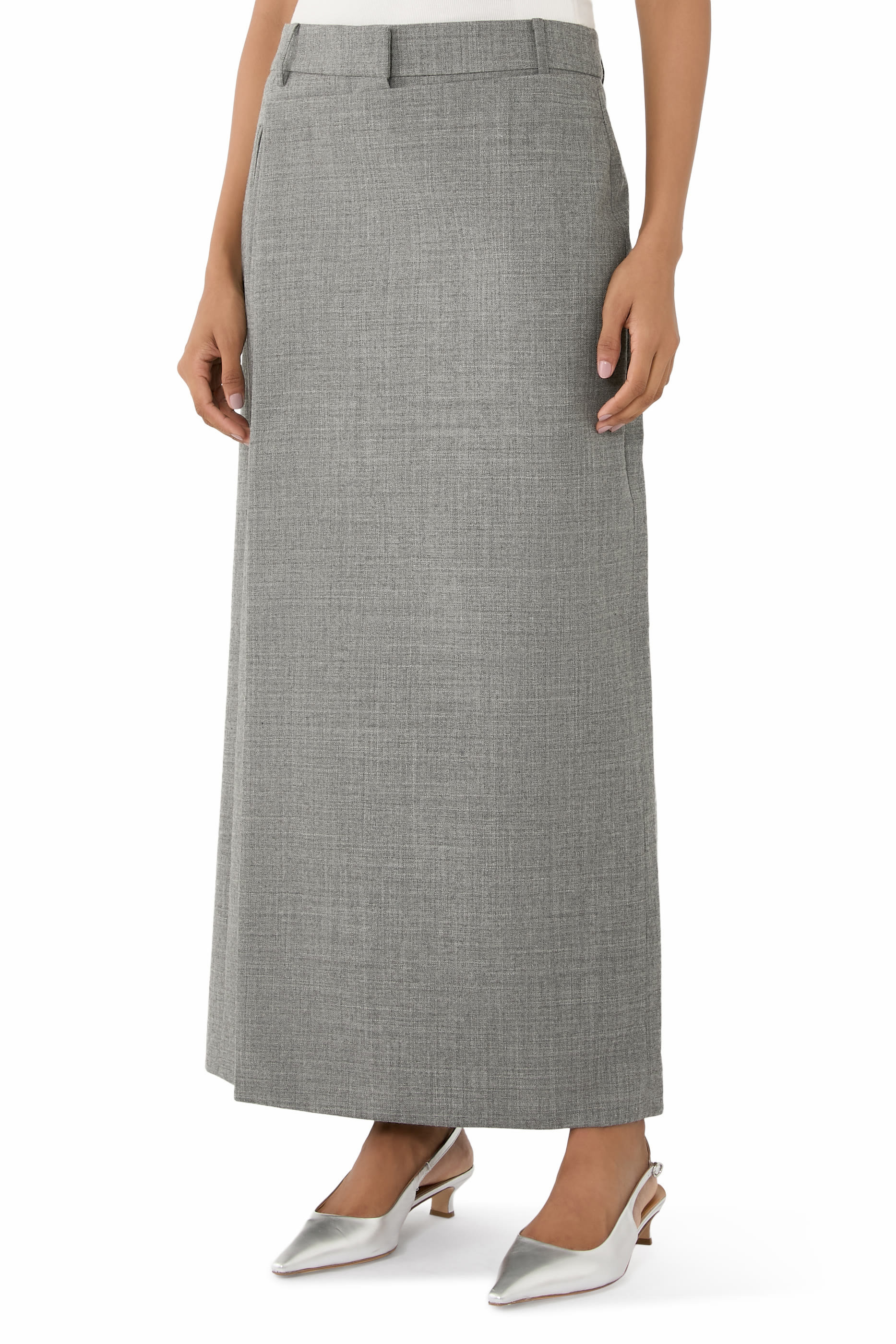 Techy Bonded Wool Wrap Maxi Skirt