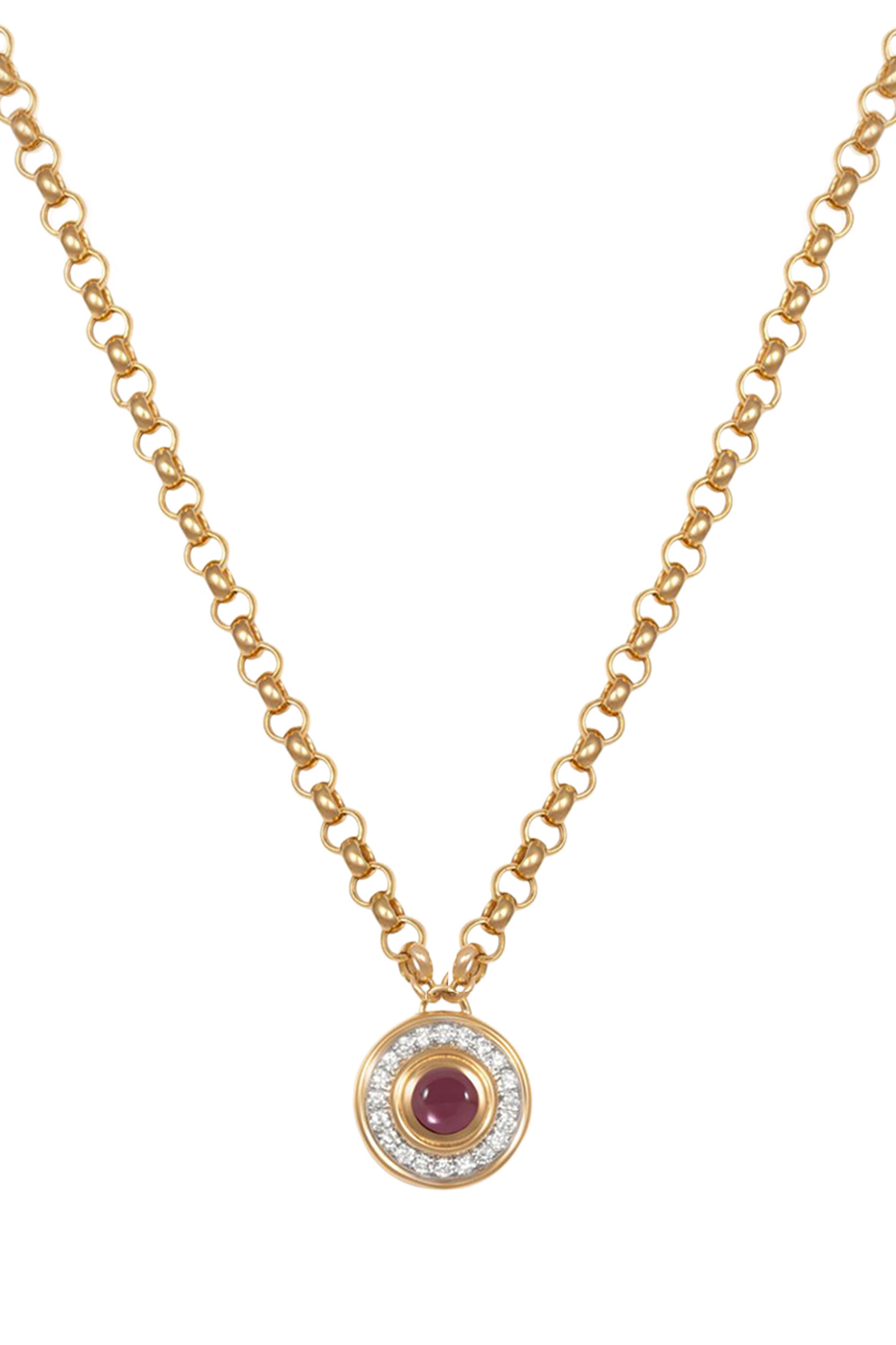 Mini Mimette Necklace, 18k Yellow Gold with White Diamonds & Amethyst