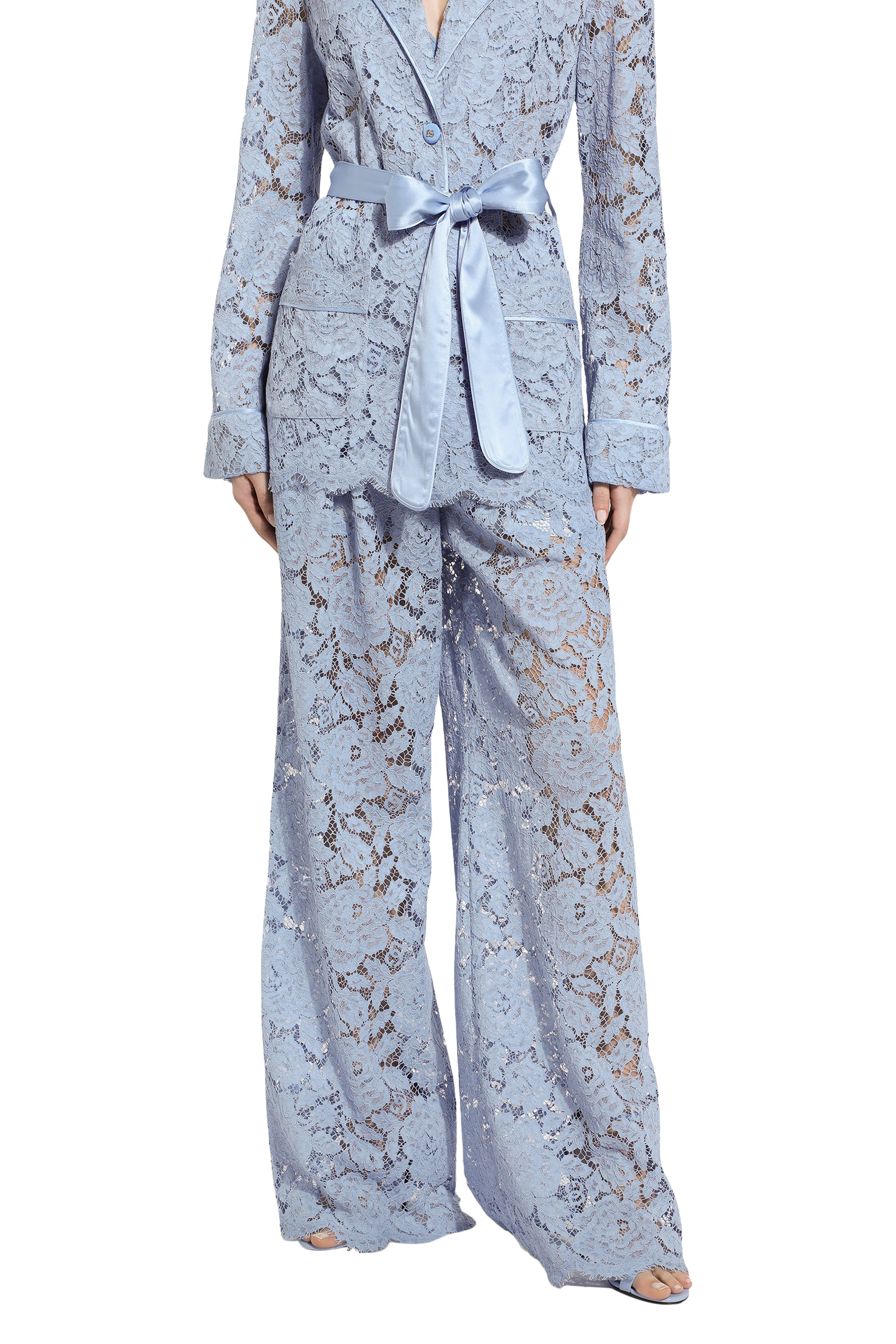 Flared Floral Cordonetto Lace Pants