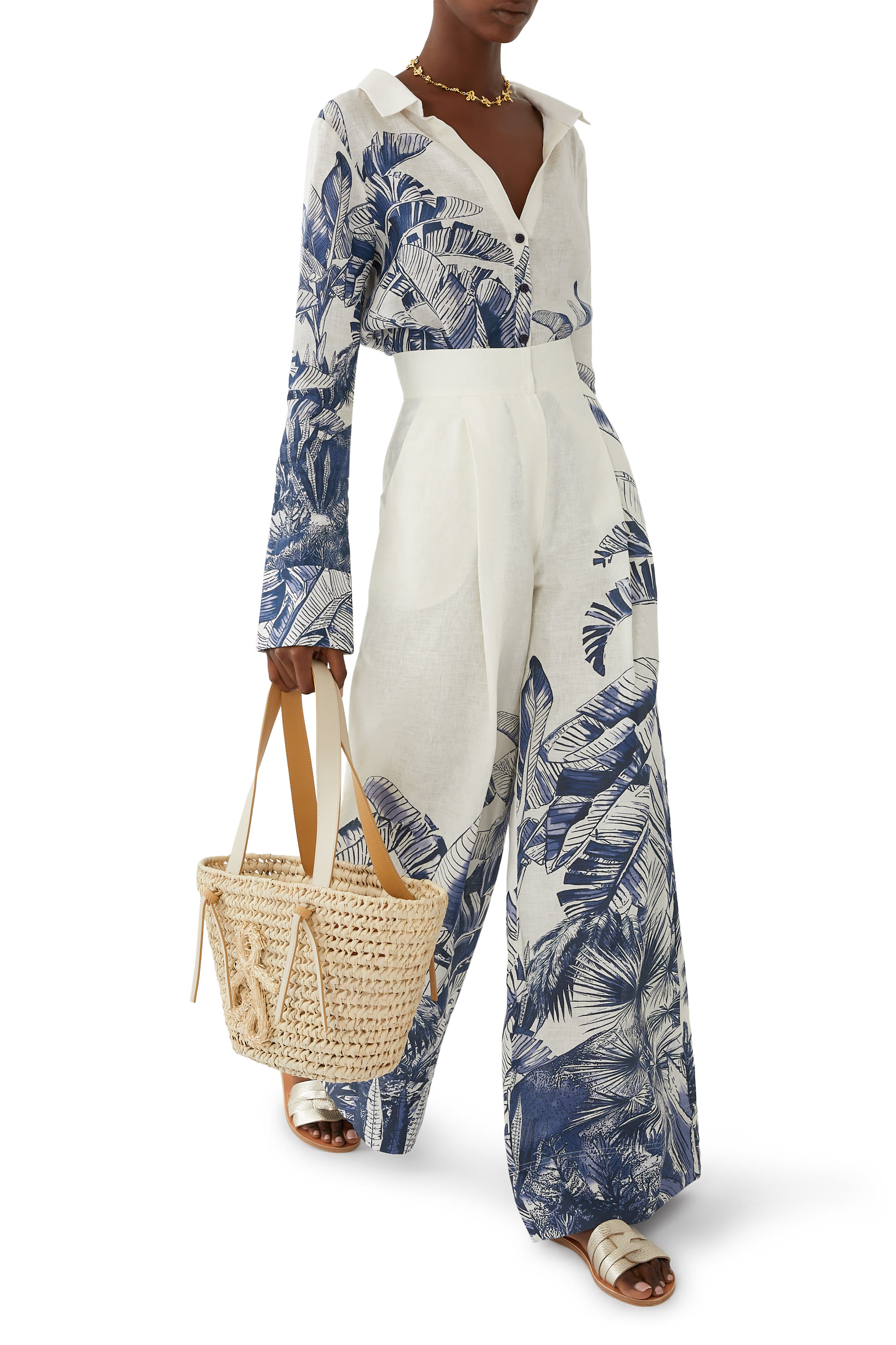 Mucha Arena Palm Wide-Leg Pants