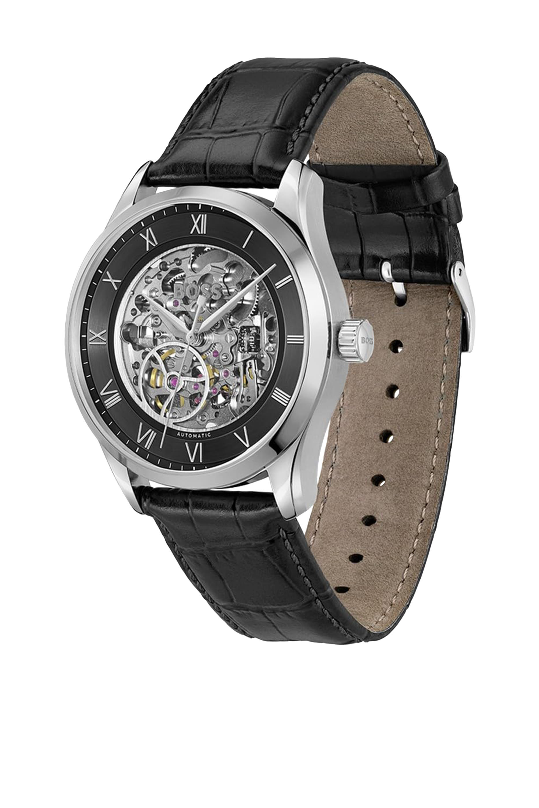 Principle Skeleton Silver Tone Automatic Watch