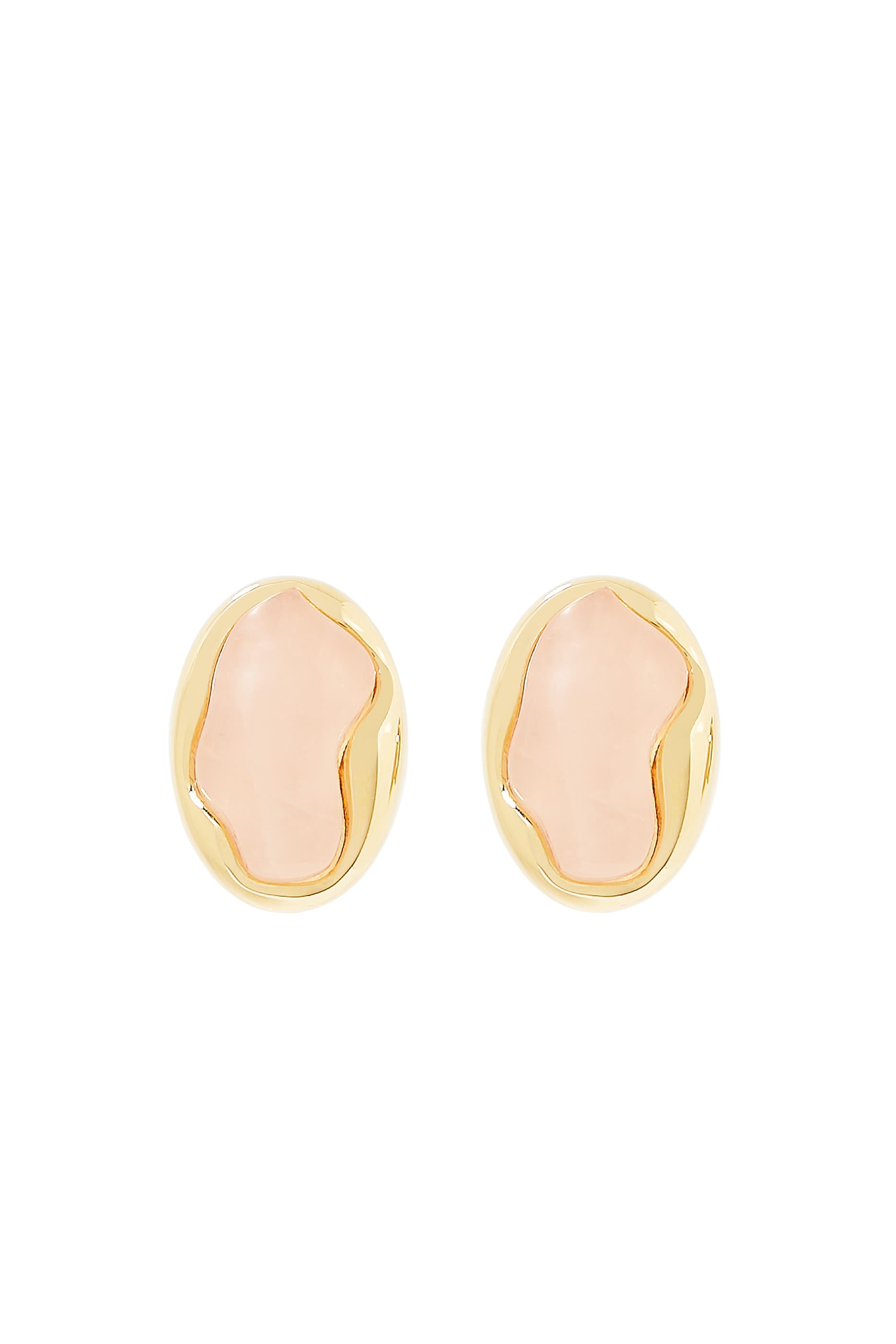 Sybil Stud Earrings, 18k Gold-Plated Brass & Rose Quartz
