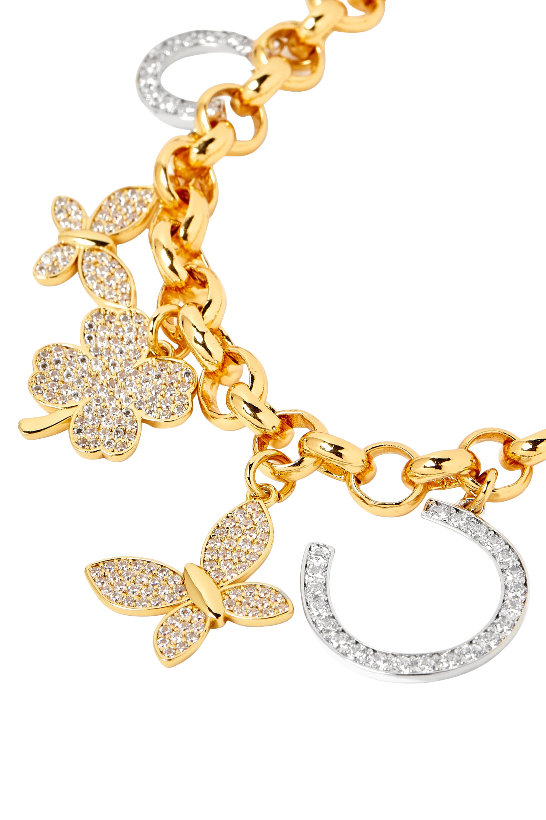 Lucky Charm Statement Bracelet, Plated Metal & Cubic Zirconia