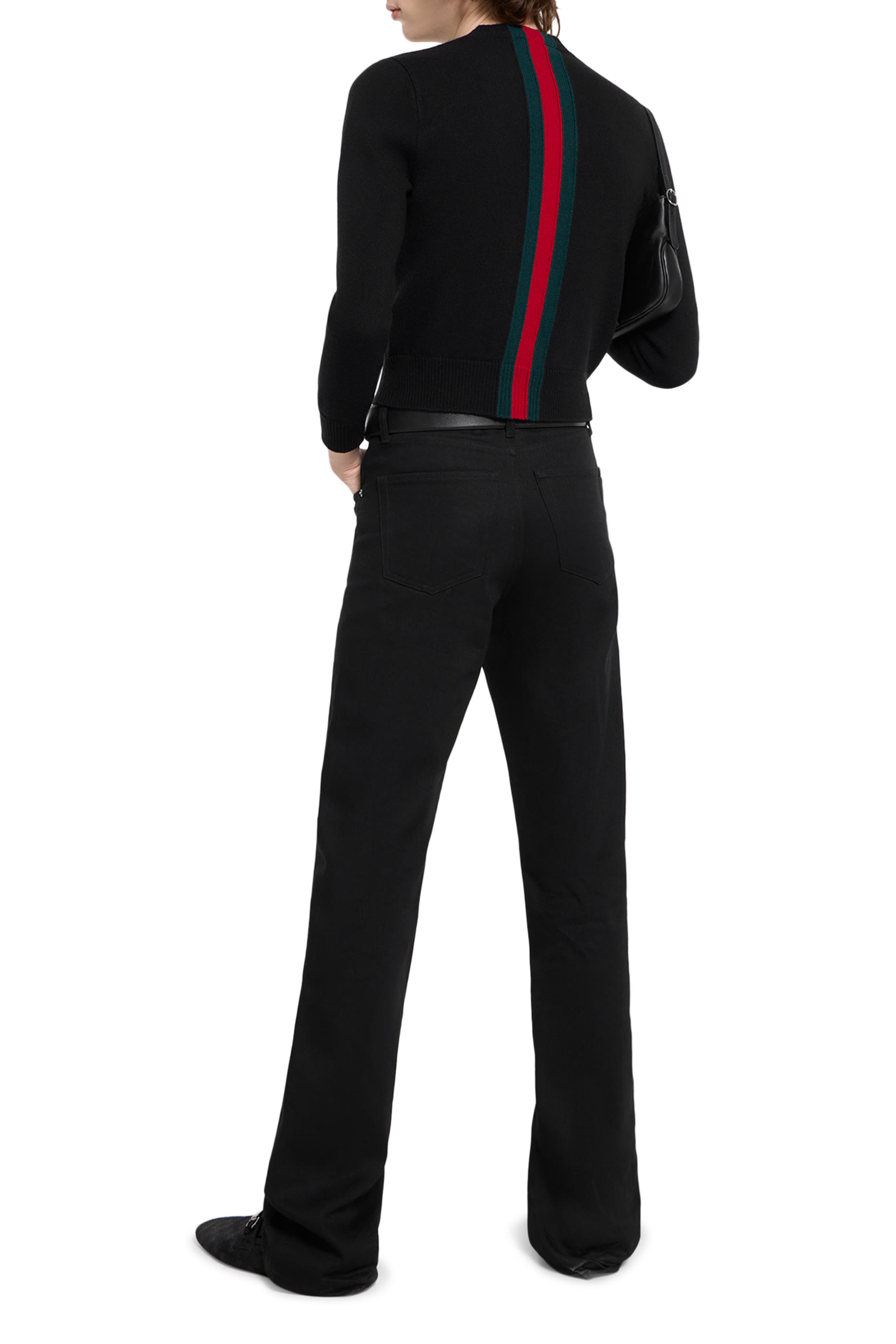 Web Intarsia Fine Knit Wool Sweater