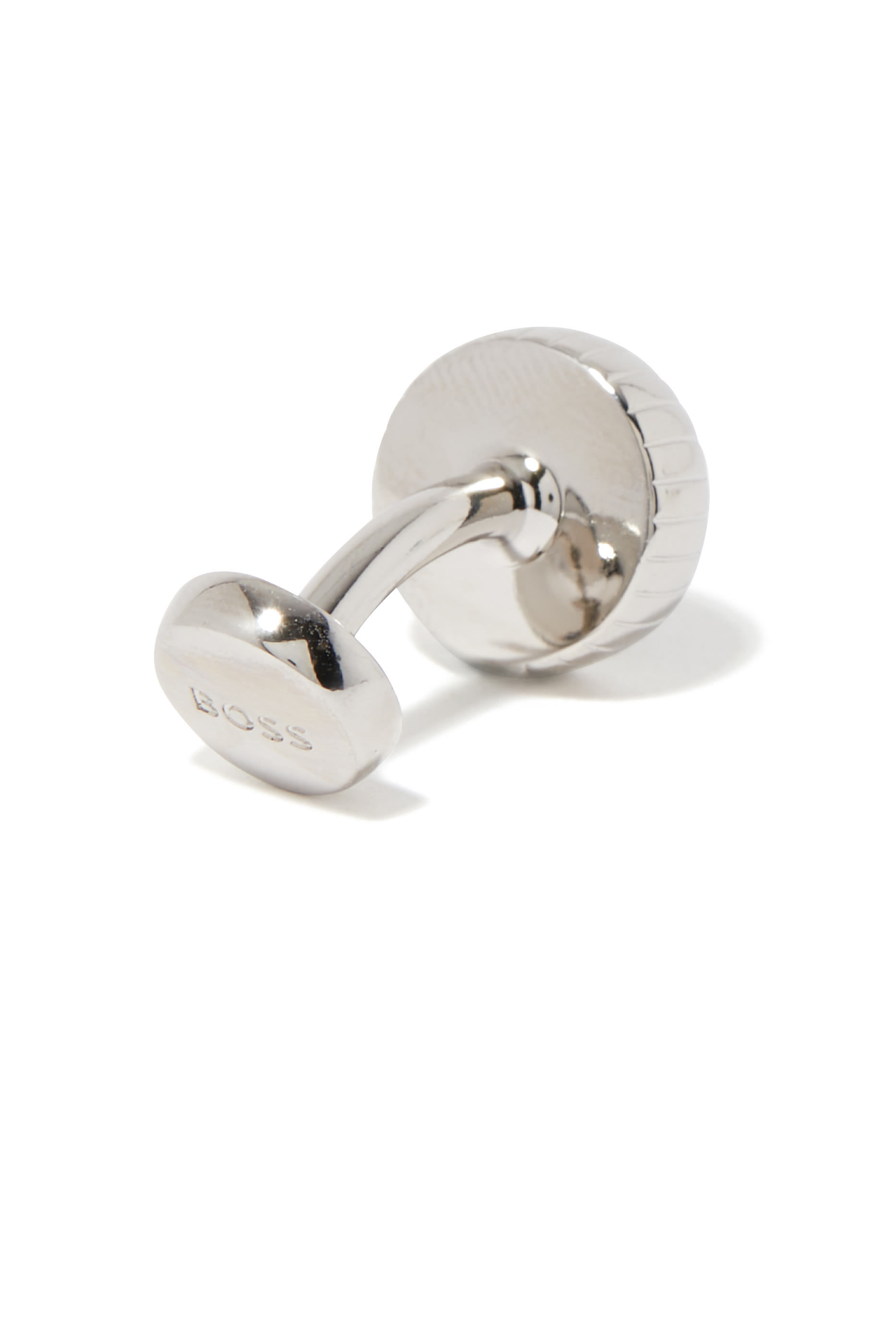 Round Cufflinks with Enamel Insert and Etched Logo