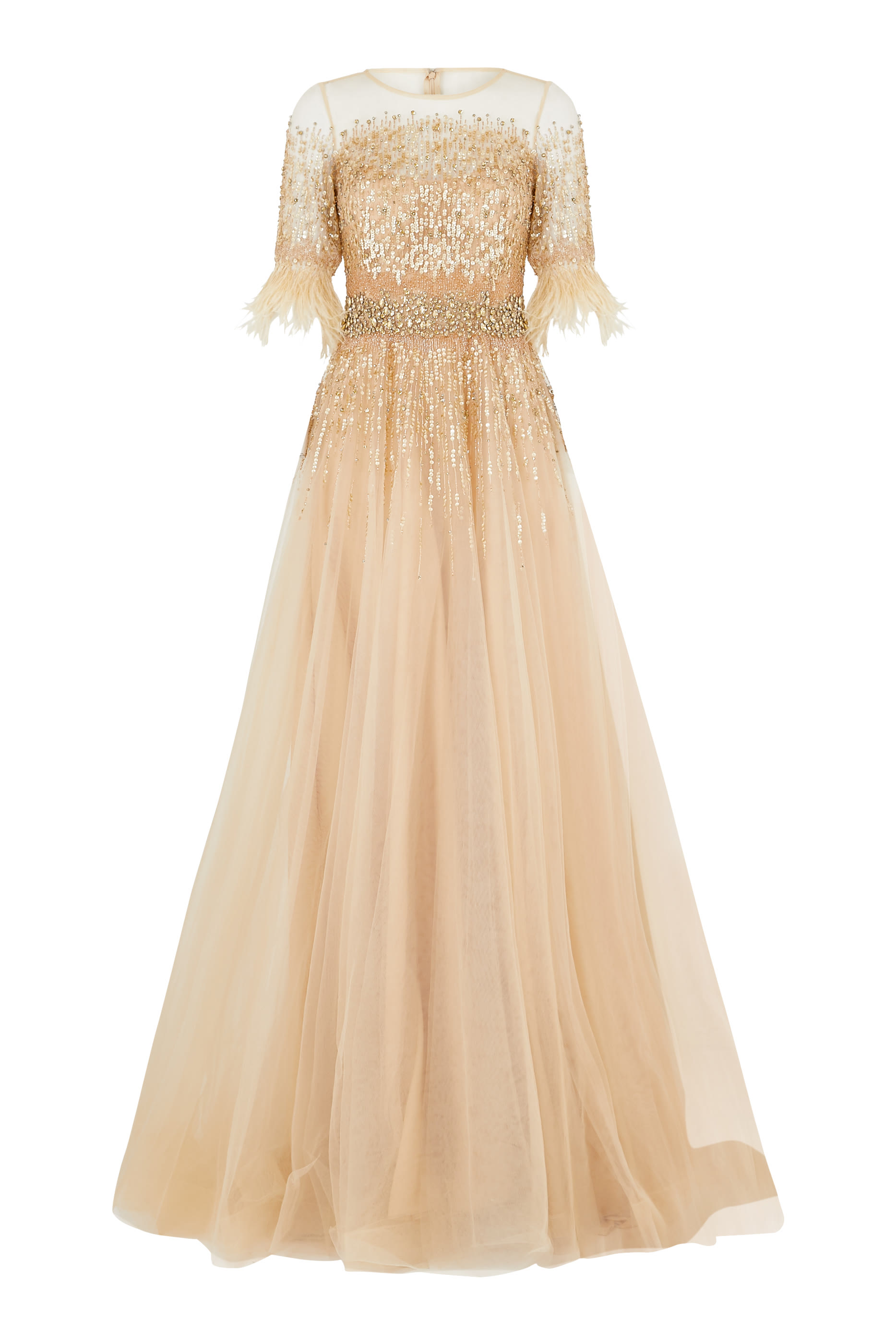 Beaded Tulle Skirt Gown