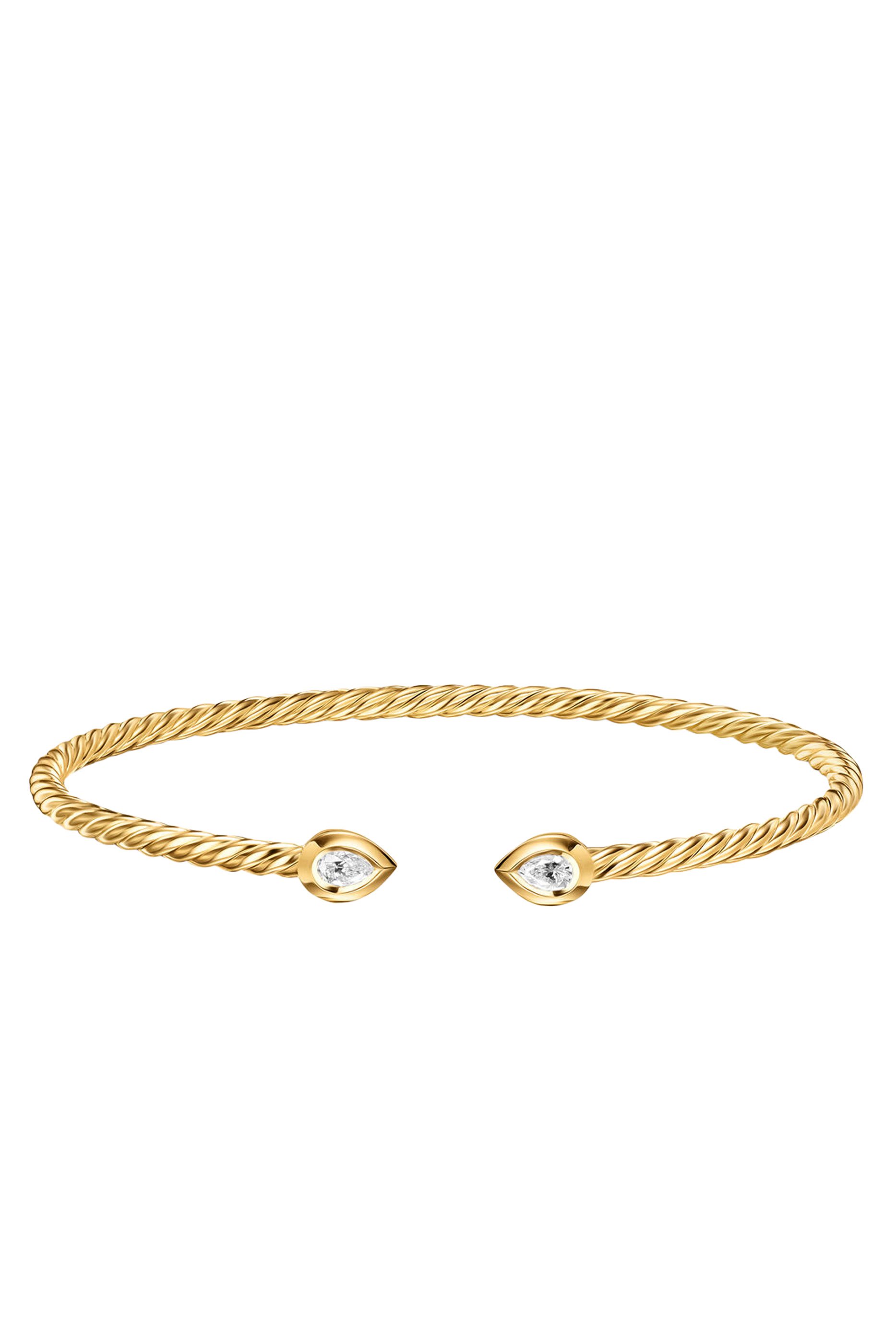 Petite Modern Renaissance® Pear Cablespira® Bracelet, 18K Yellow Gold & Diamonds