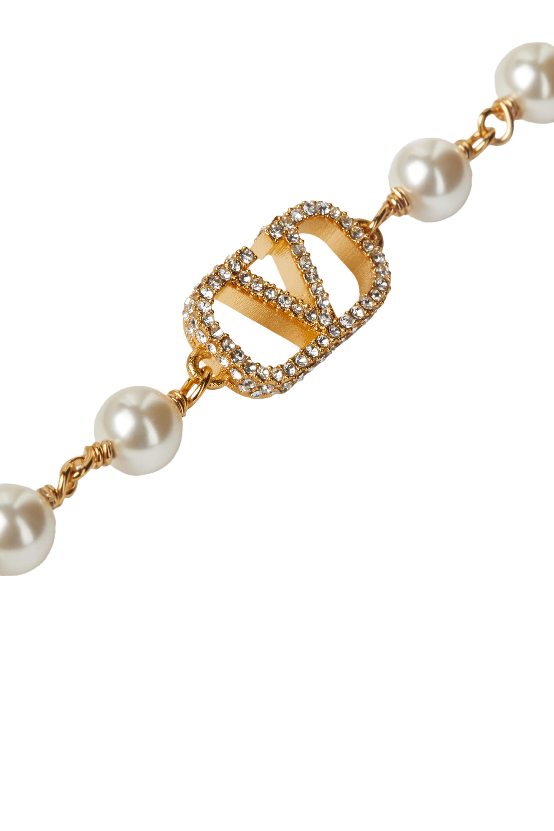 VLogo Signature Pearl Bracelet, 18k Gold & Crystal Pearls