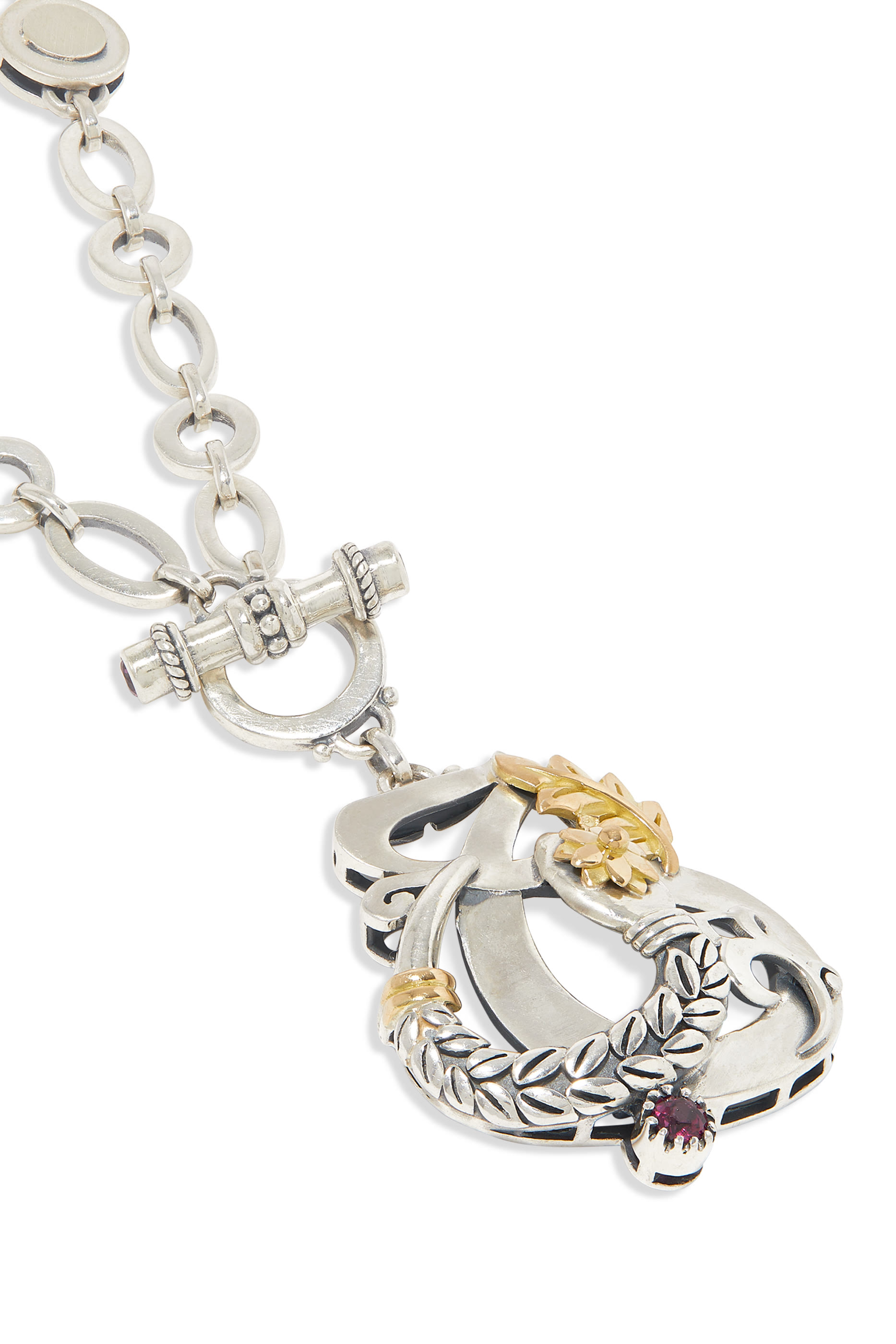 Love and Rebirth Multi-way Necklace, 18k Gold with Sterling Silver, Rhodolite, Garnet, Turquoise