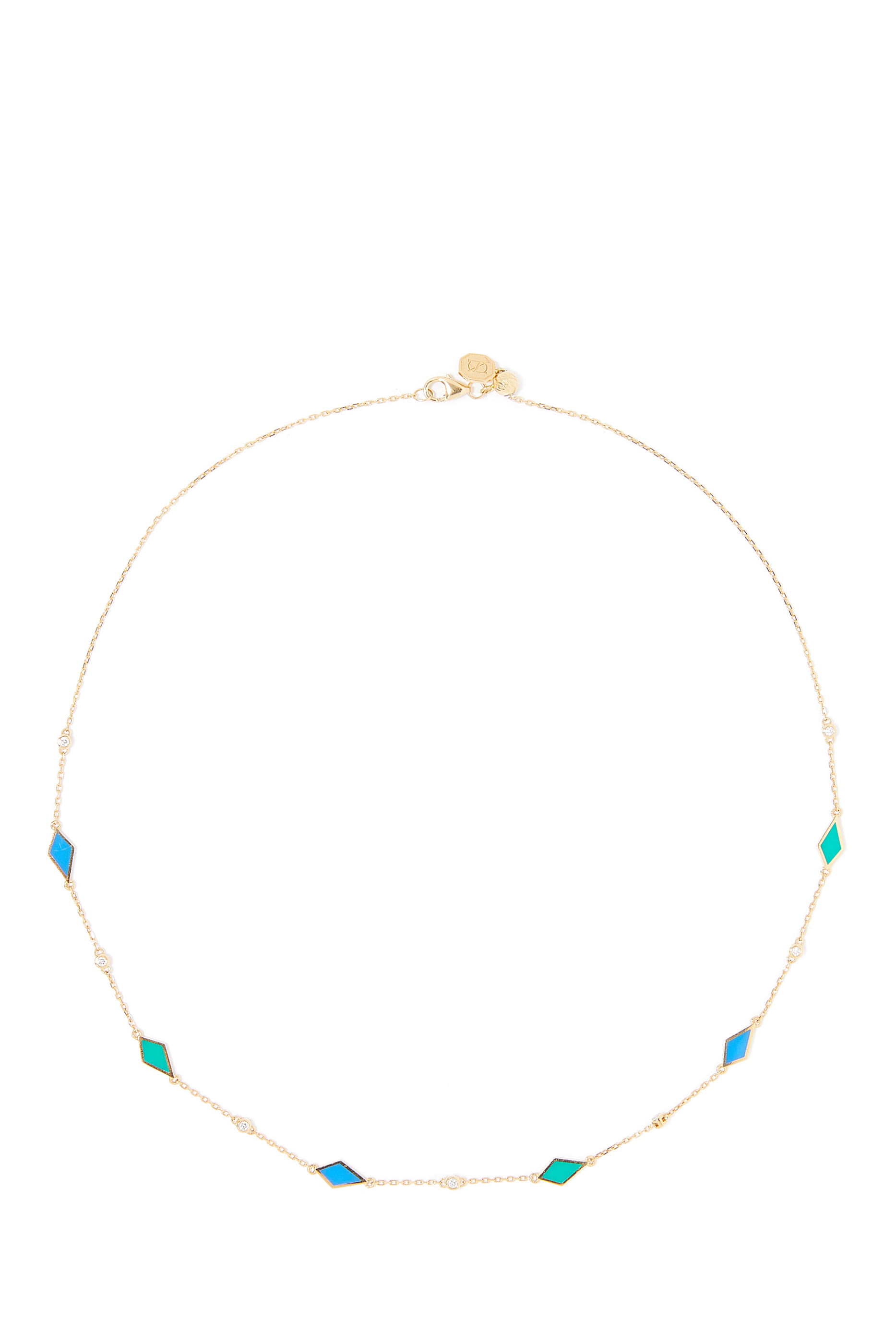 Mosaic Choker, 18k Yellow Gold & Diamonds, Enamel
