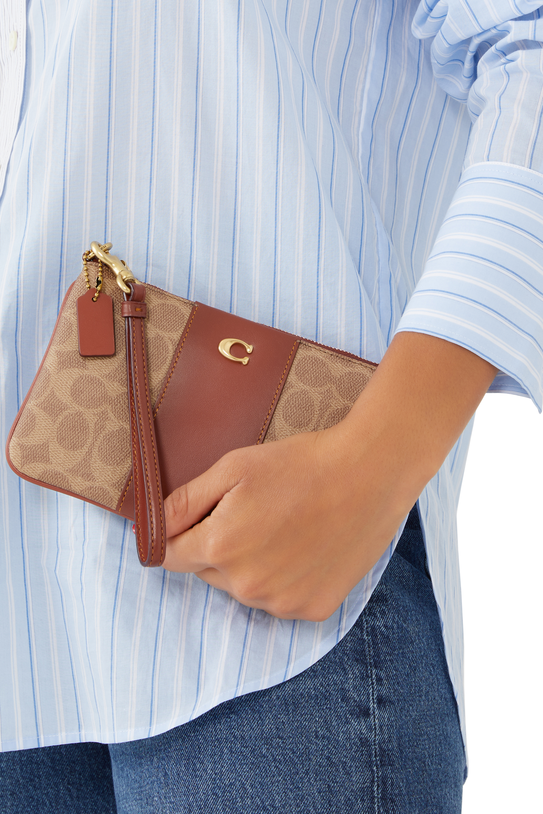 Signature Canvas Small Wristlet Pouch