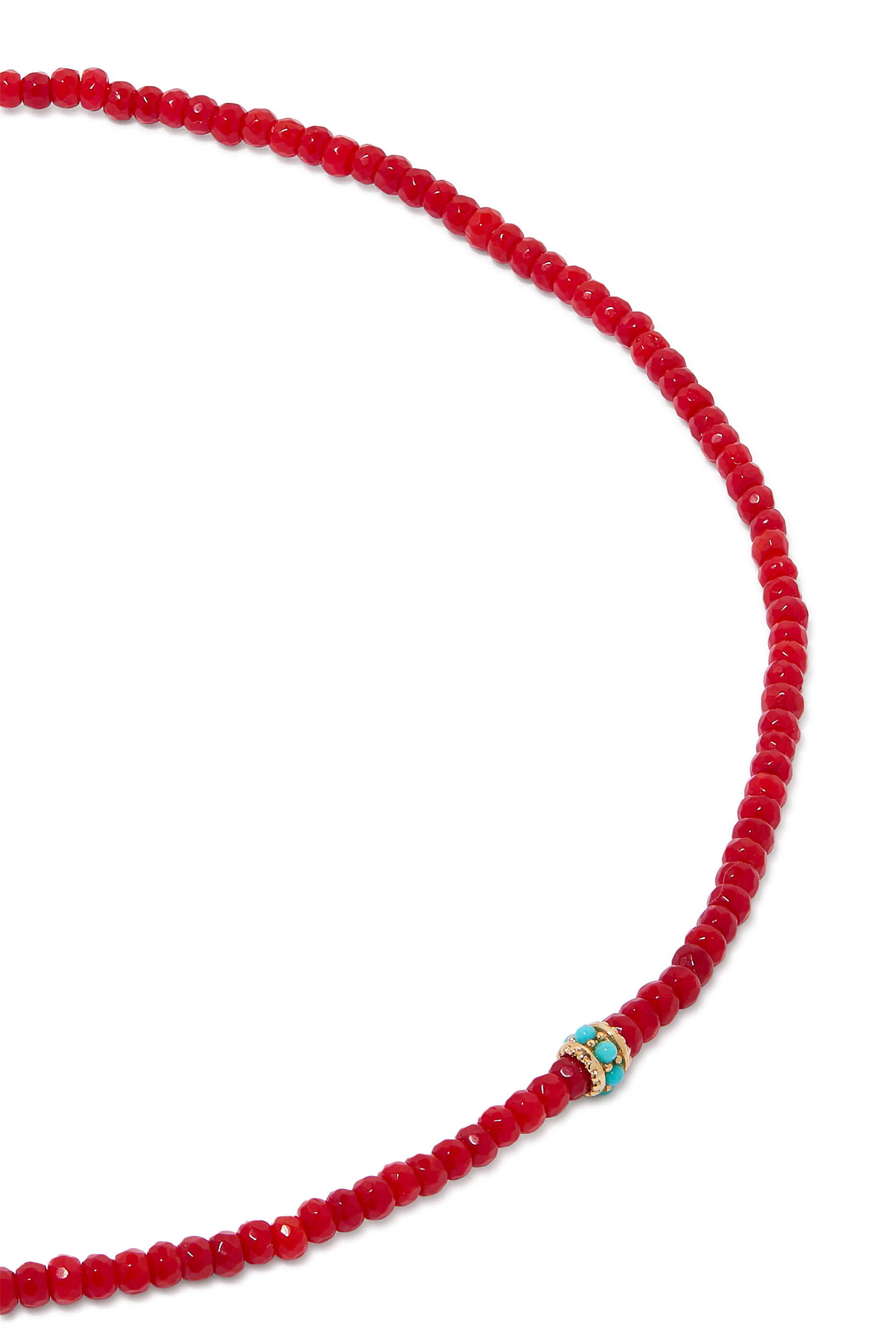 Scallop Beaded Choker, 14k Yellow Gold & Turquoise Beads