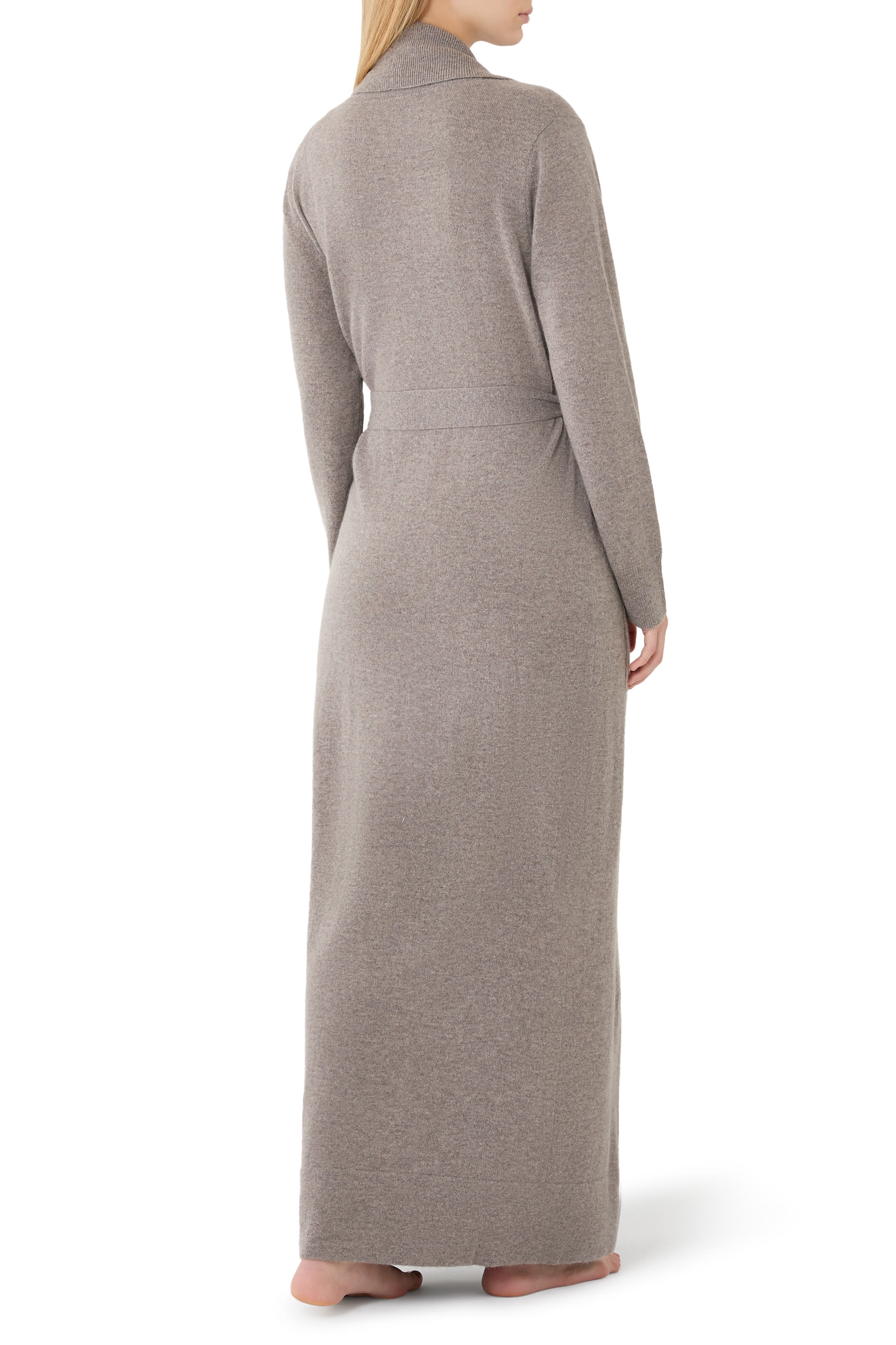  Long Shawl Collar Cashmere Robe 