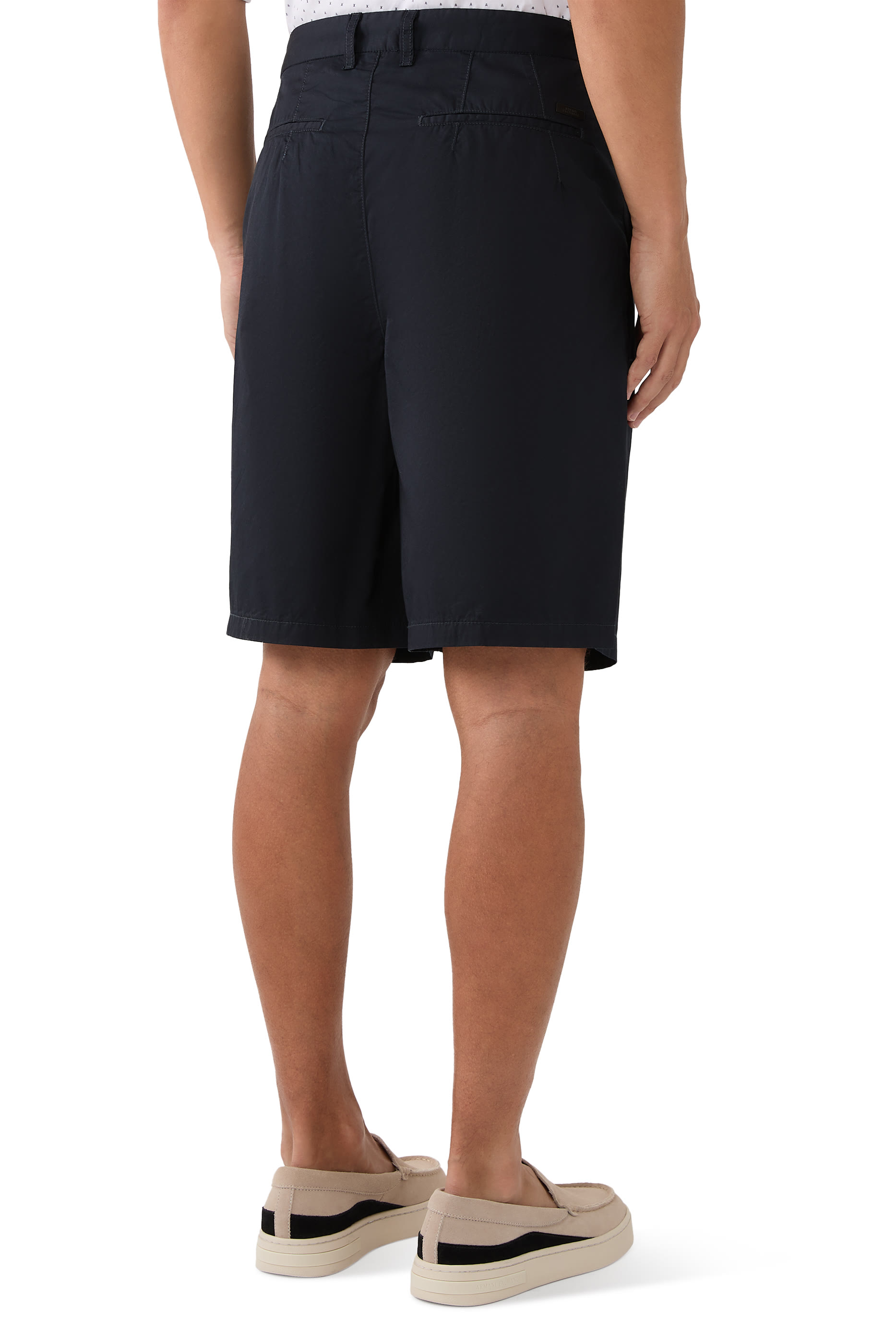 Pleated Cotton Bermuda Shorts