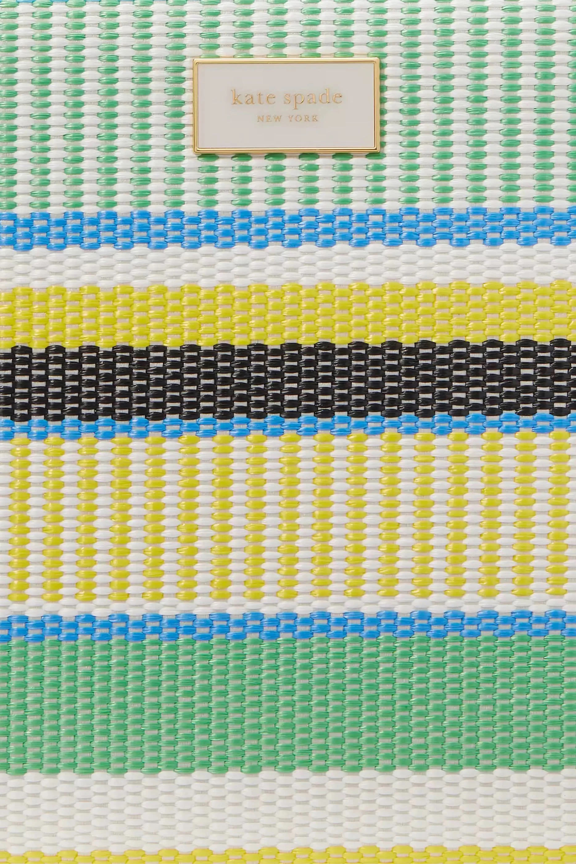 Manhattan Striped Woven Straw Small Tote Bag