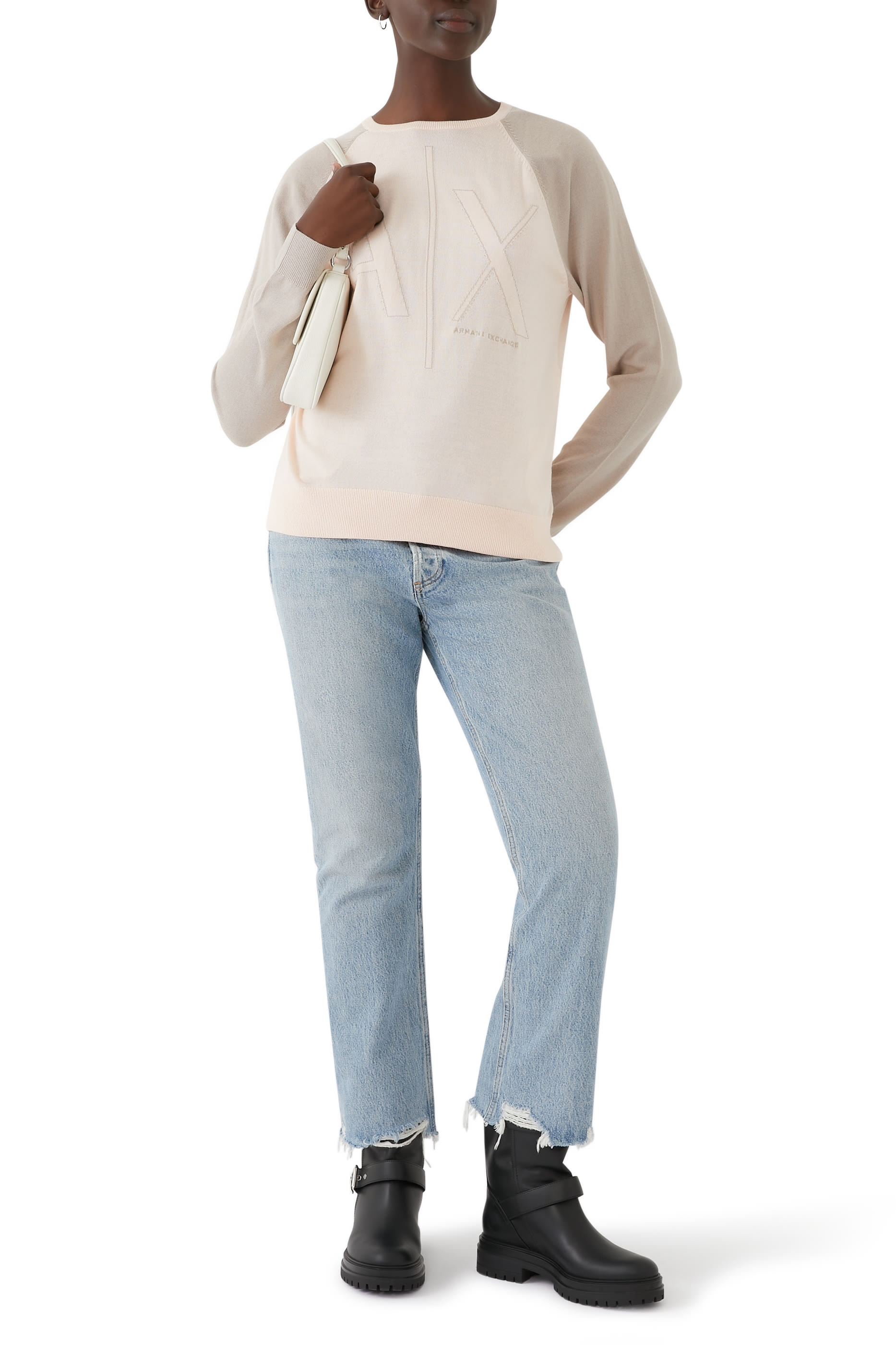 Two-Tone Knit Sweatshirt