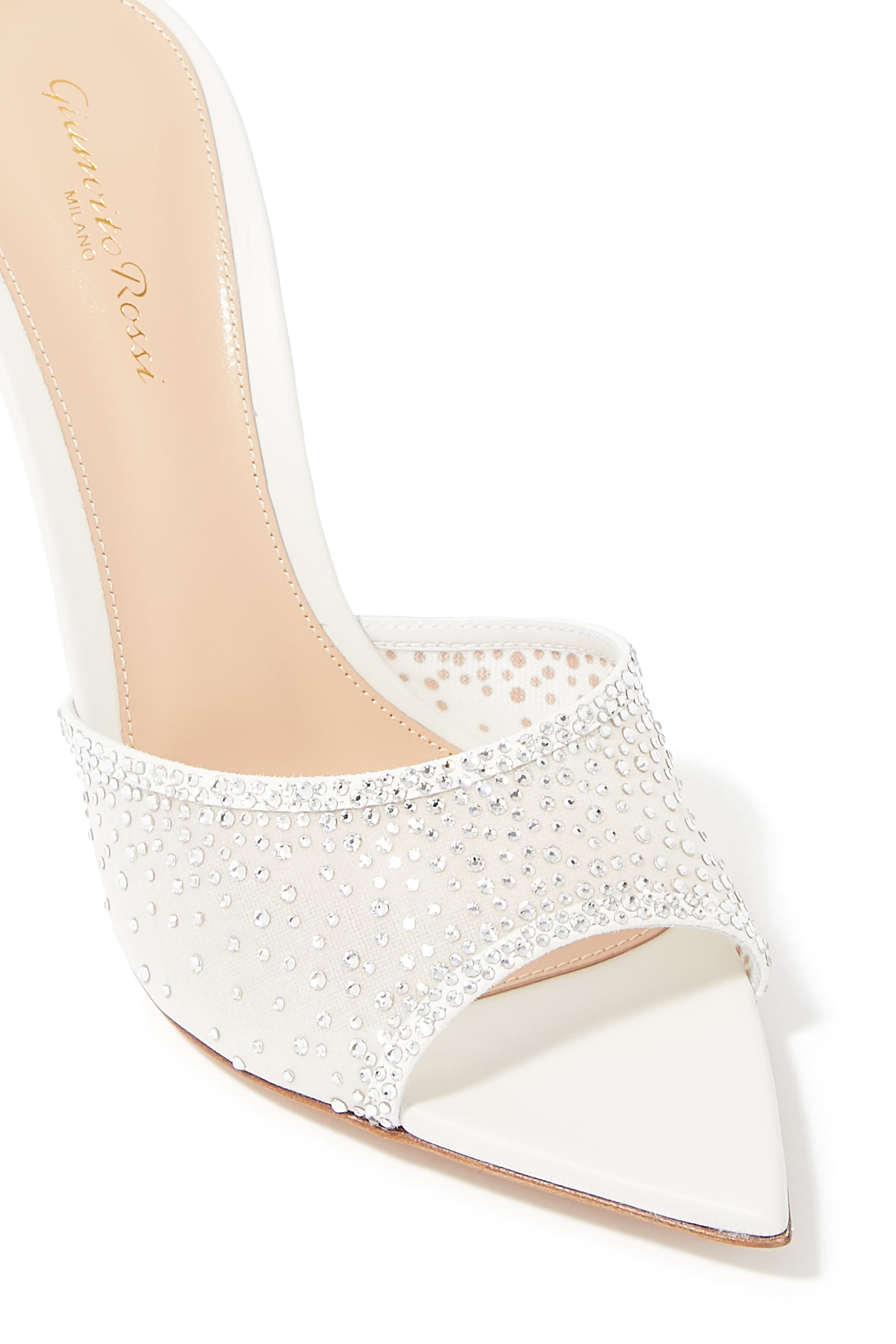 Rania 105 Suede Organza Embellished Mules