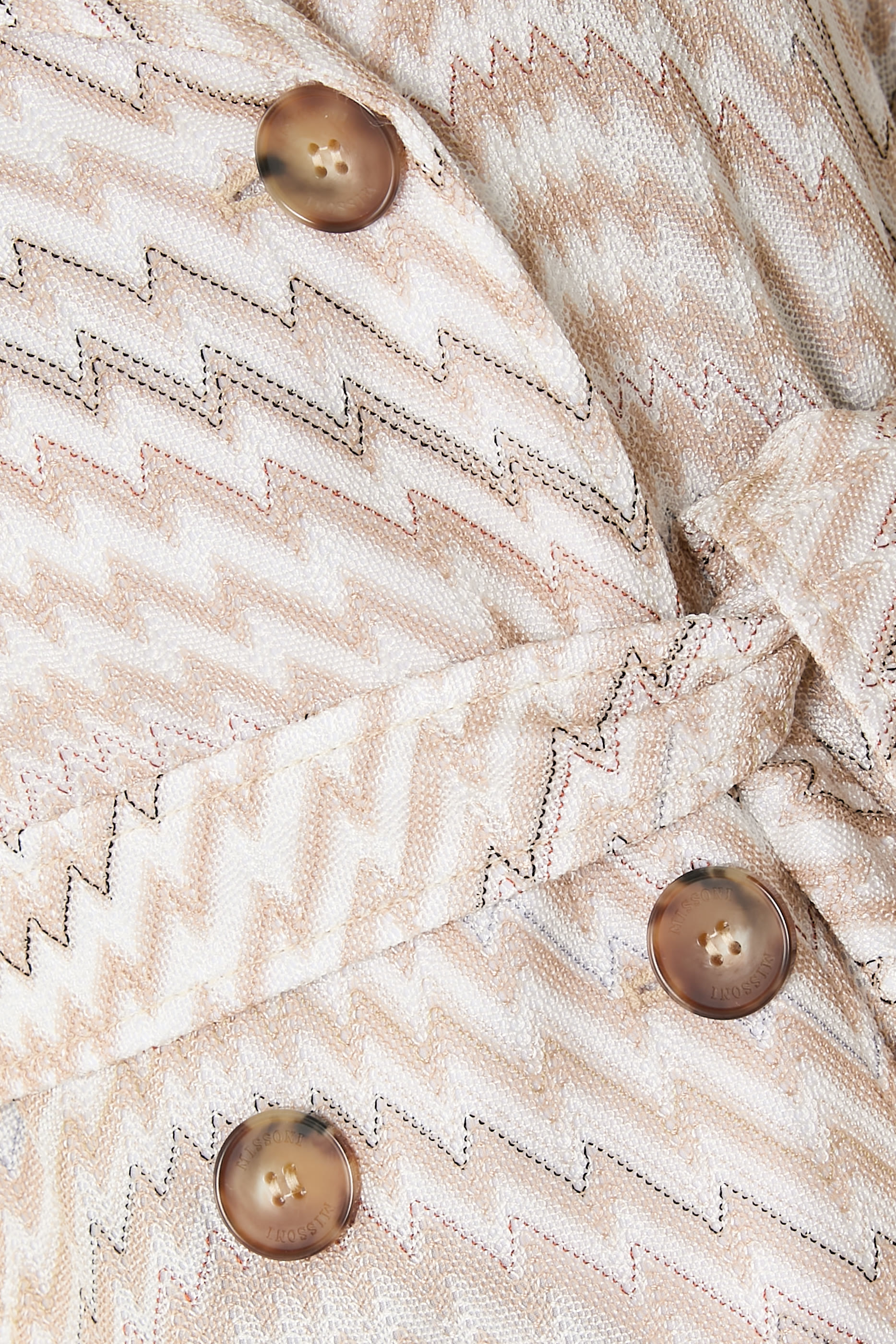 Wavy Zigzag Pattern Double-Breasted Trench Coat