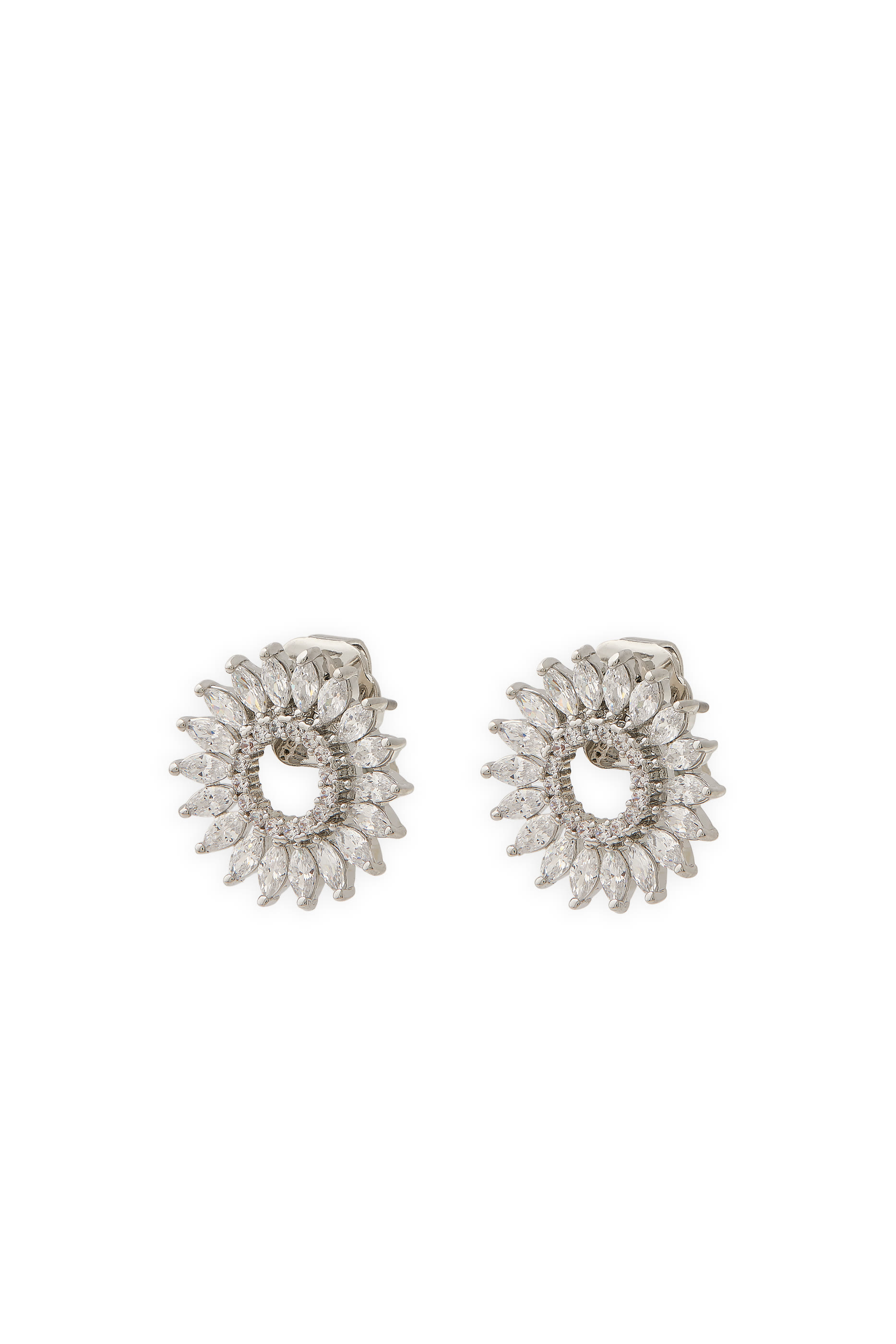 Statement Earrings, Cubic Zirconia & Rodium-Plated Brass