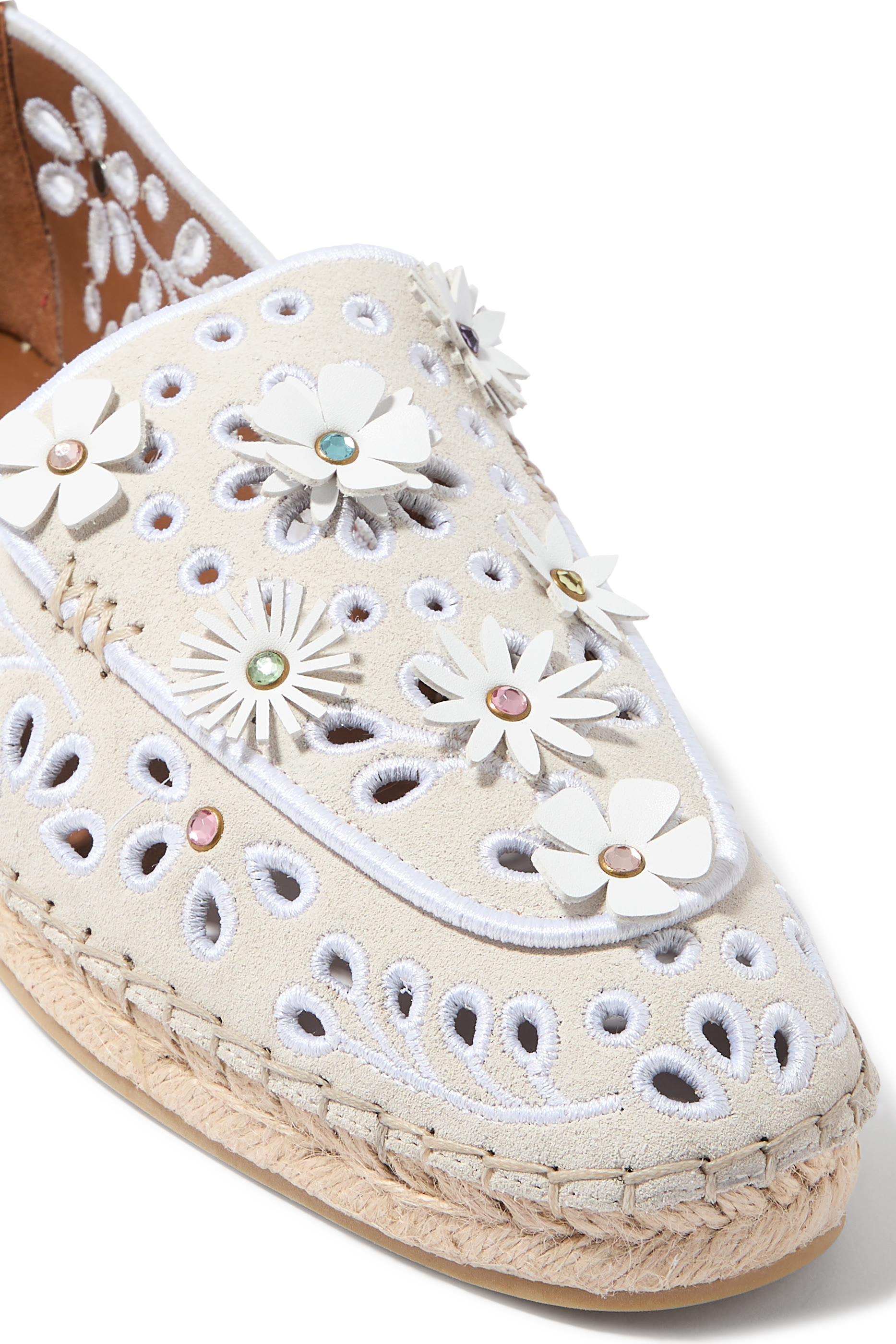 Flower Suede Espadrille Loafers