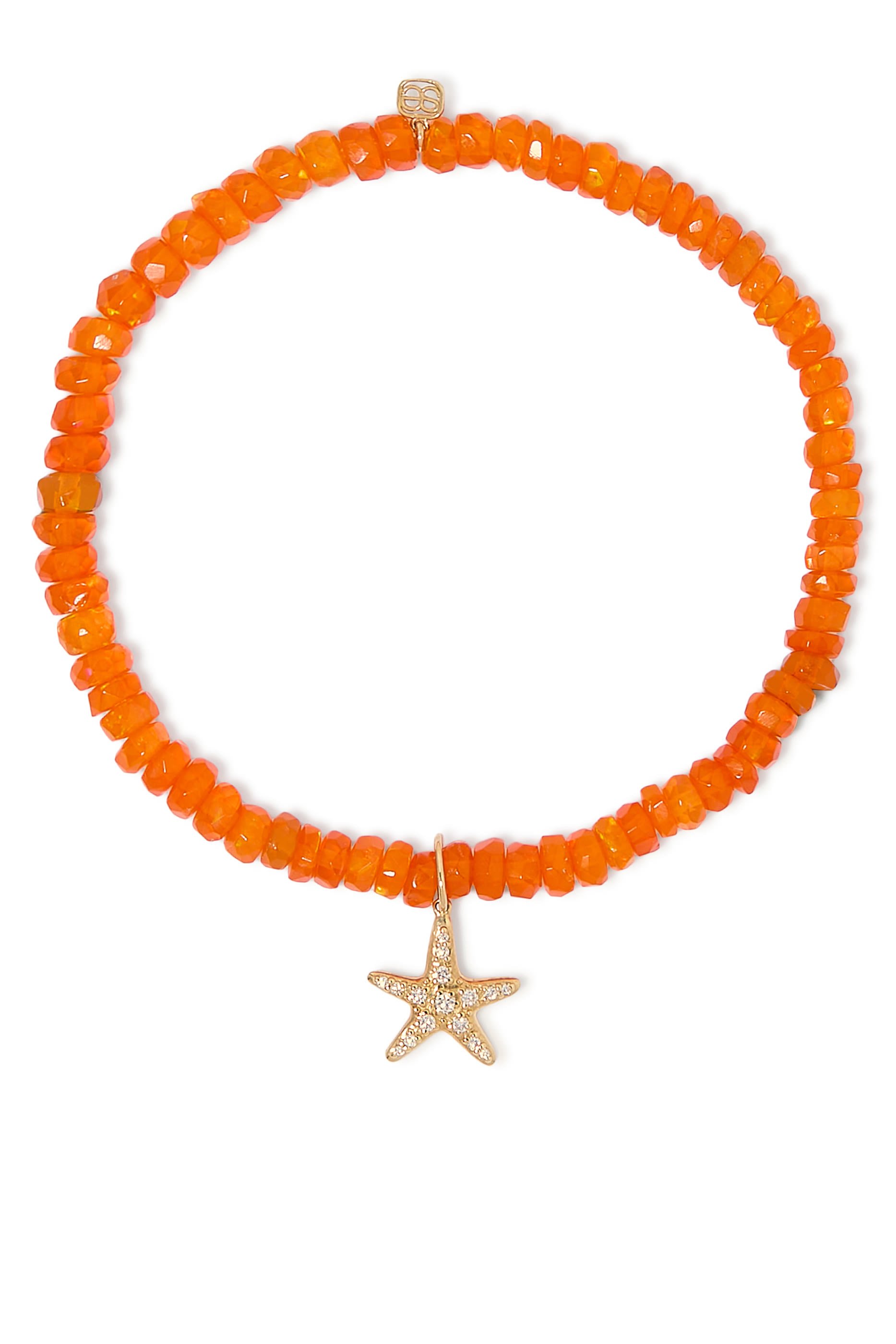 Starfish Charm Beaded Bracelet, 14k Yellow Gold & Diamonds, Ethiopian Opal