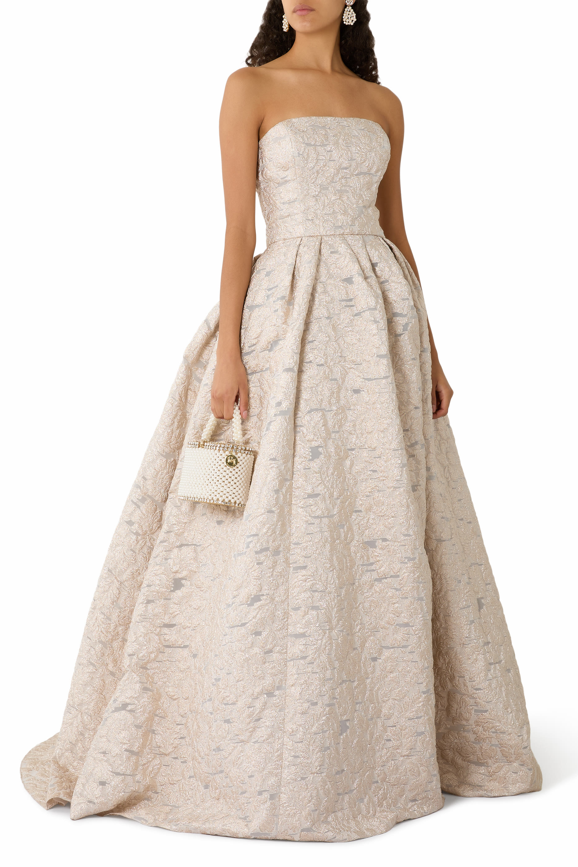 Strapless Fil Coupé Gown