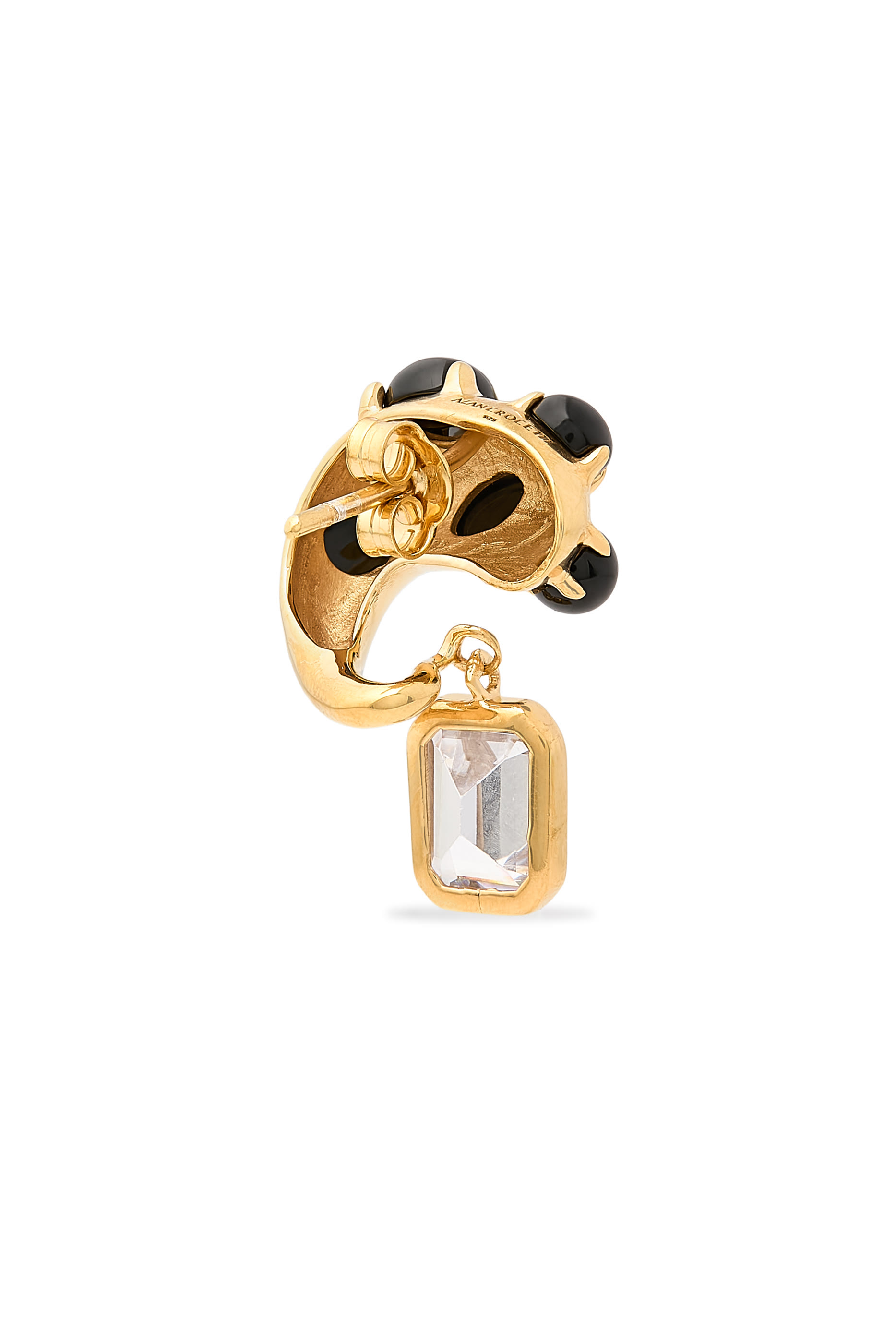 Nano Earrings, 925 Sterling Silver with Crystal & Black Pearls