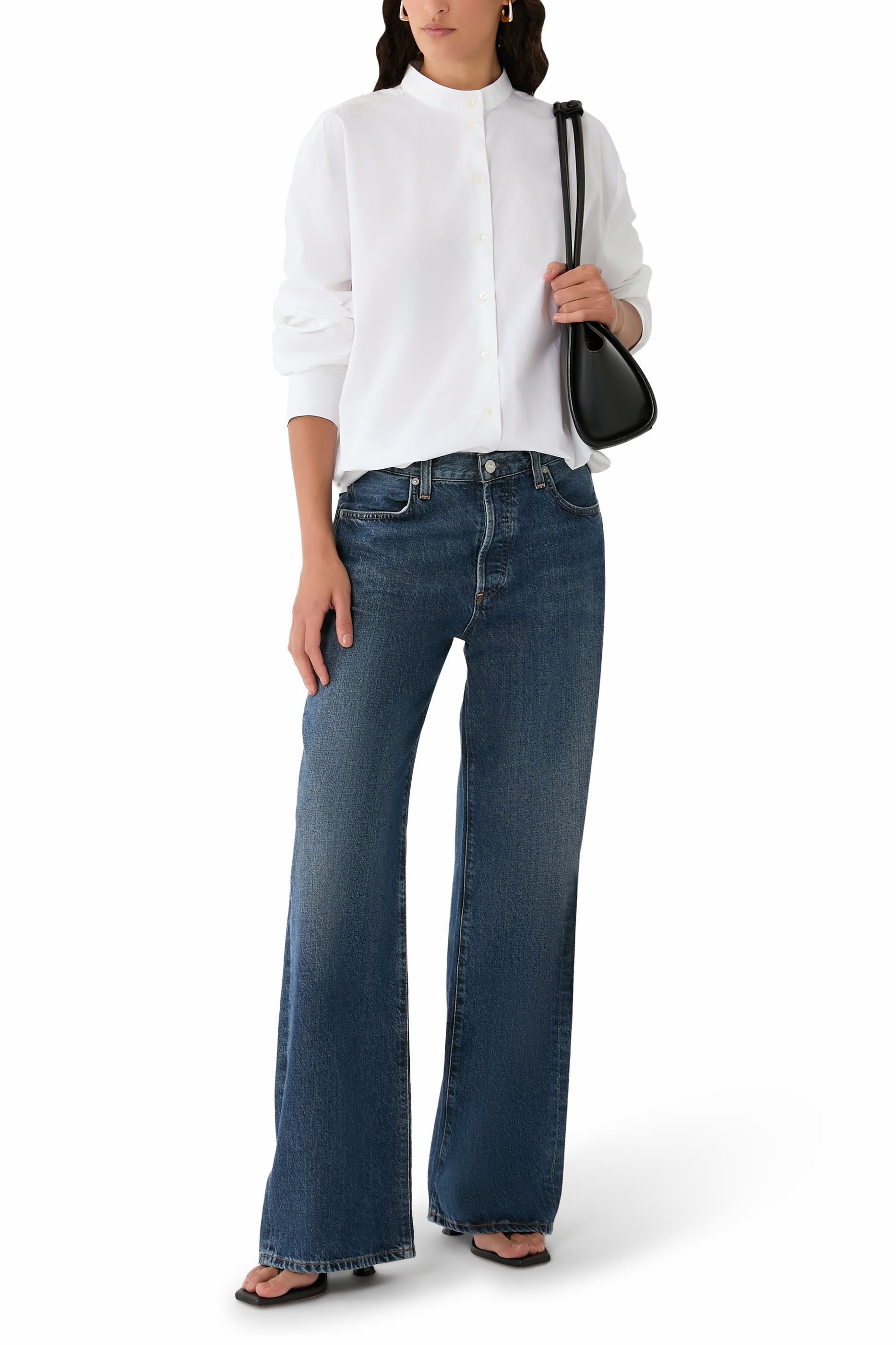 Collarless Long Sleeve Shirt