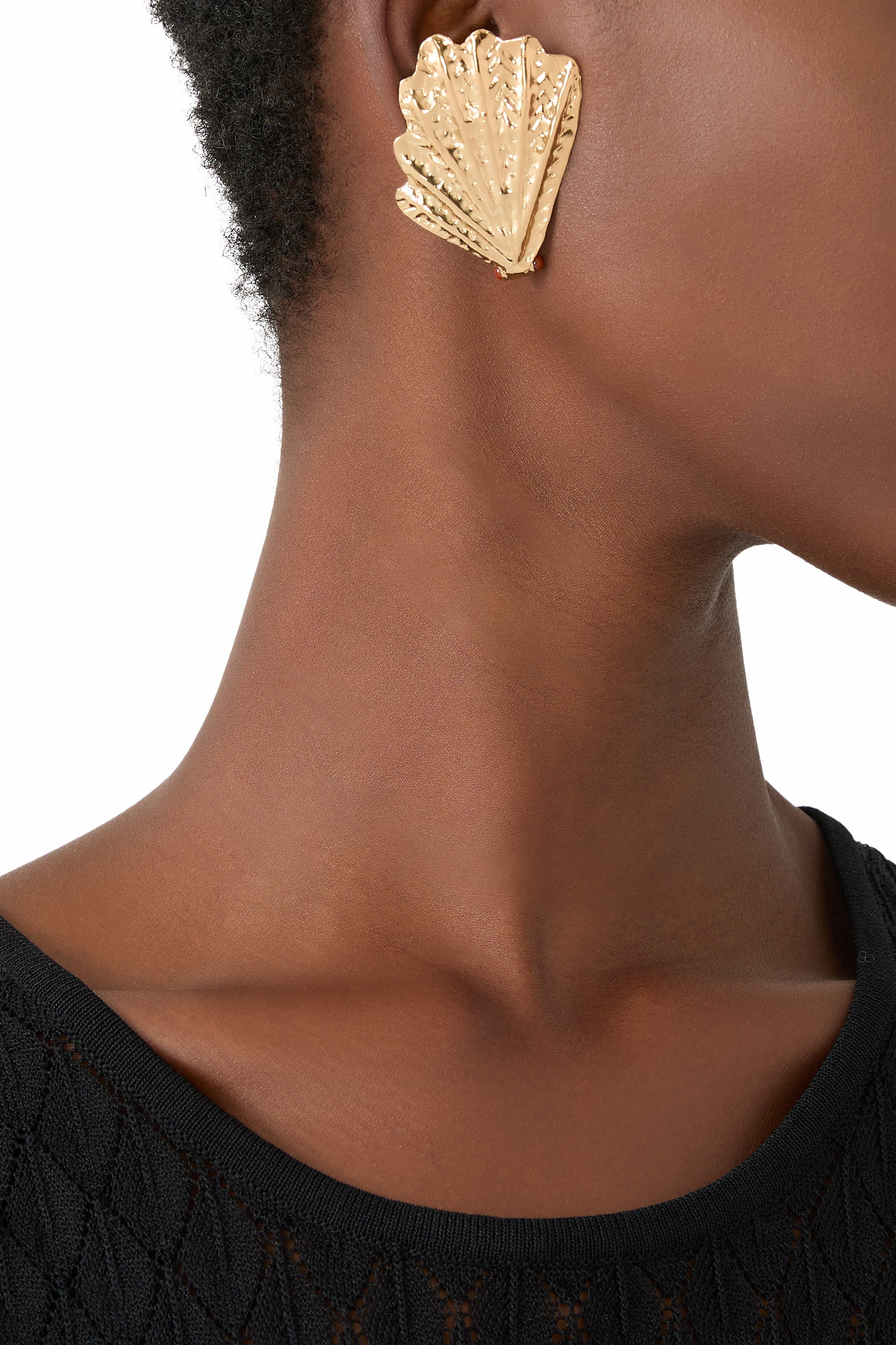 Shell Earrings, Gold-Plated Brass