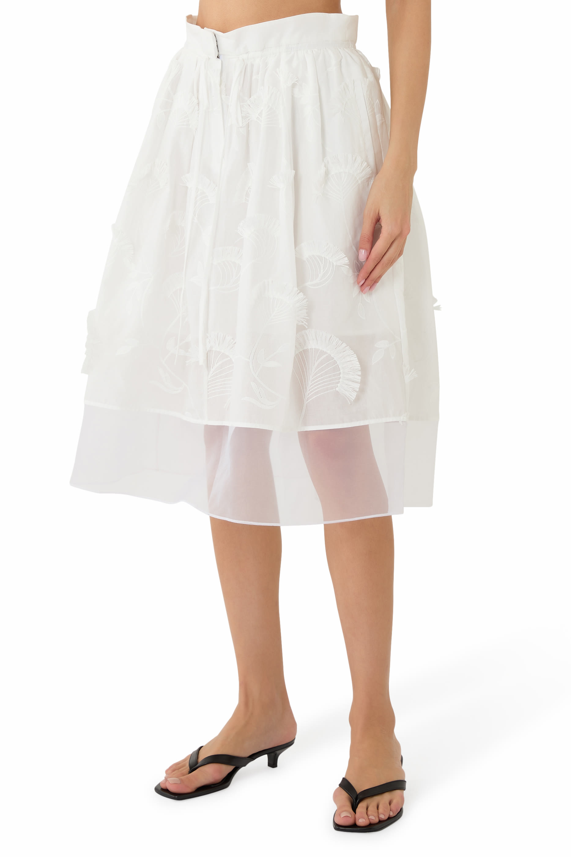 Tie-Waist Midi Skirt with Organza Combo