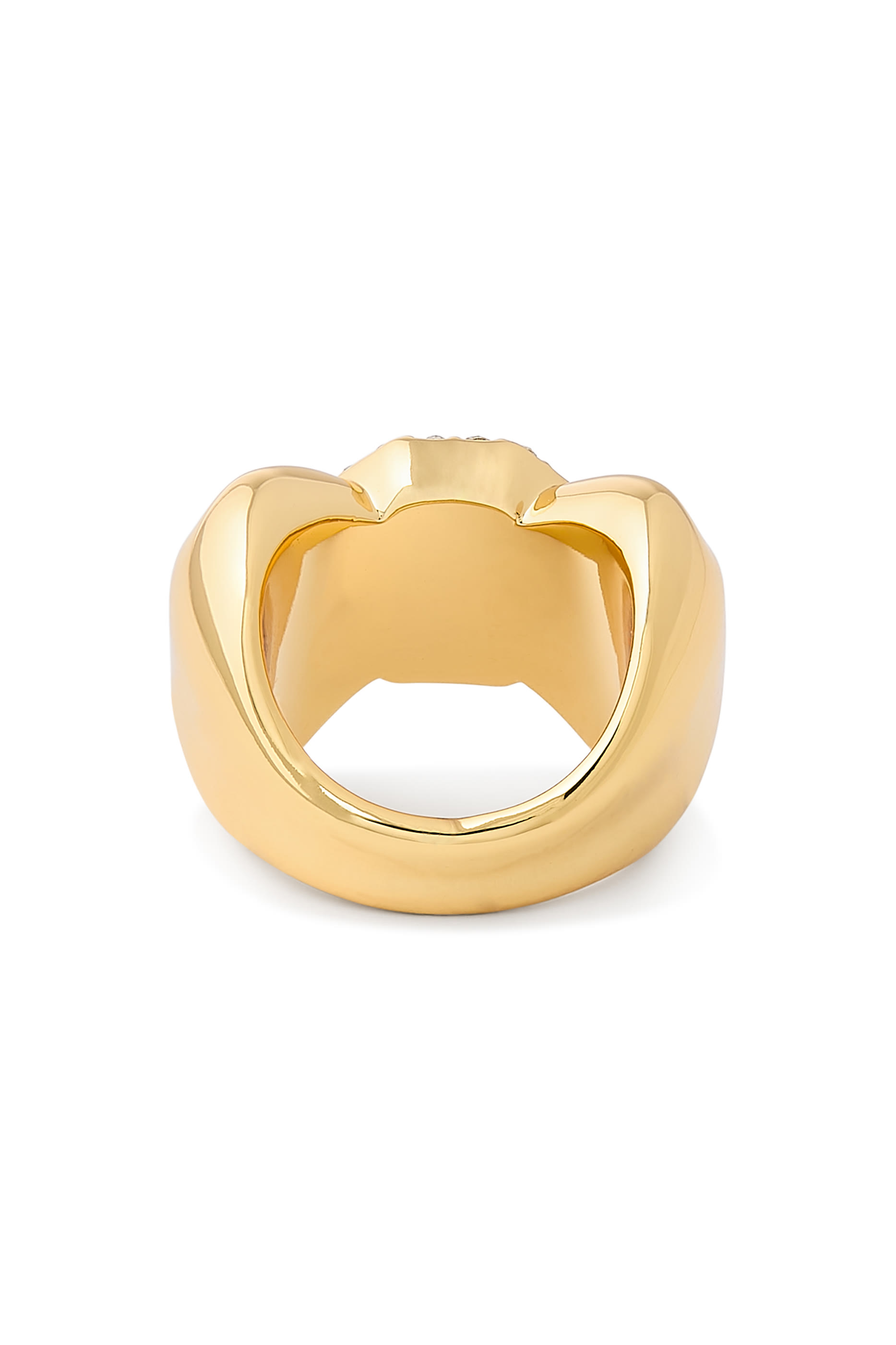 Bow Ring, Brass & Glass, Cubic Zirconia