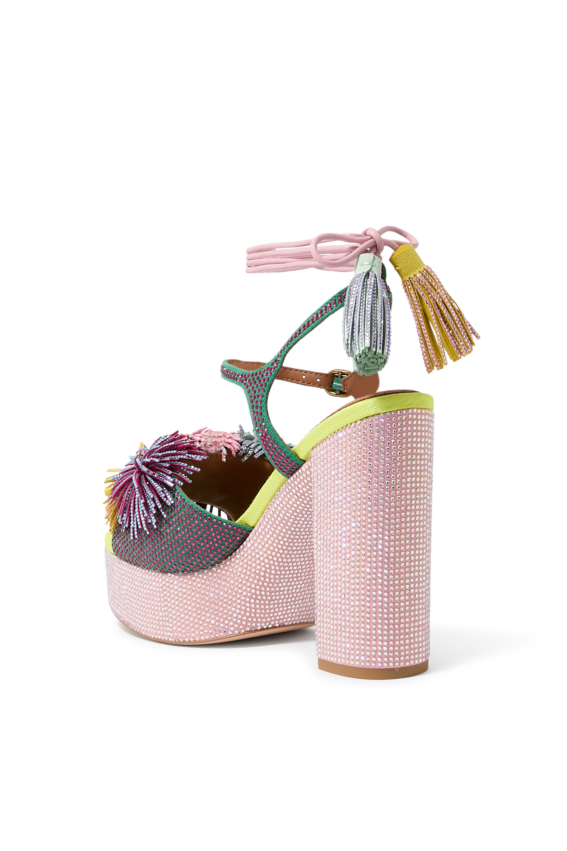 Pom Pom Tie Platform Sandals 125