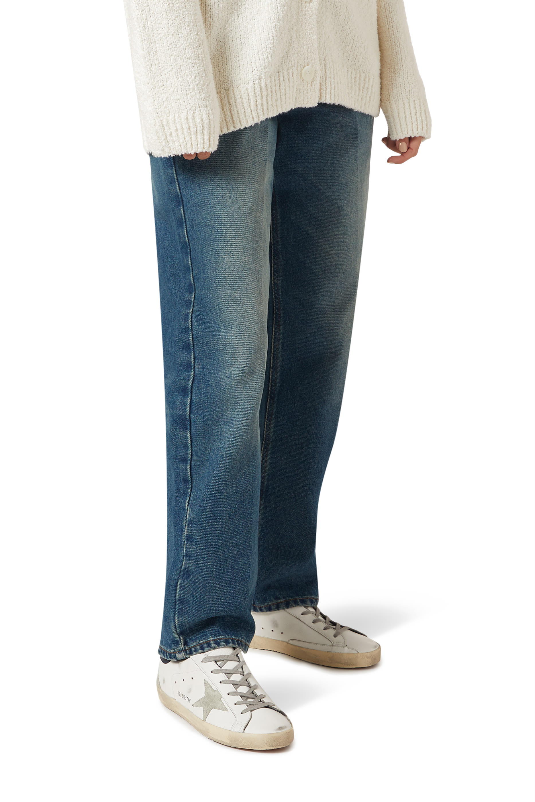 Super Star Sneakers with Suede Star and Blue Heel Tab