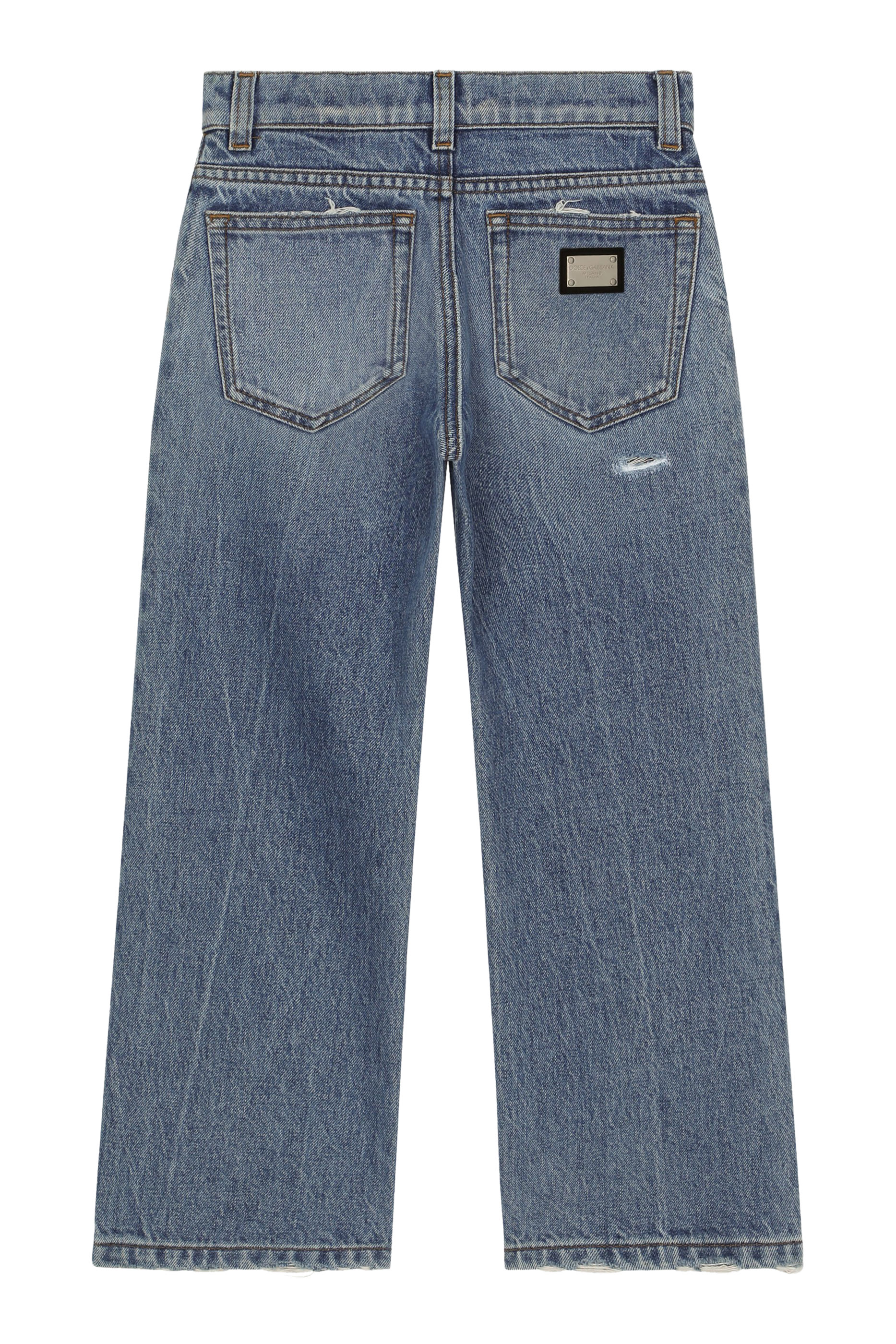 Kids Ripped-Detail Straight-Leg Jeans