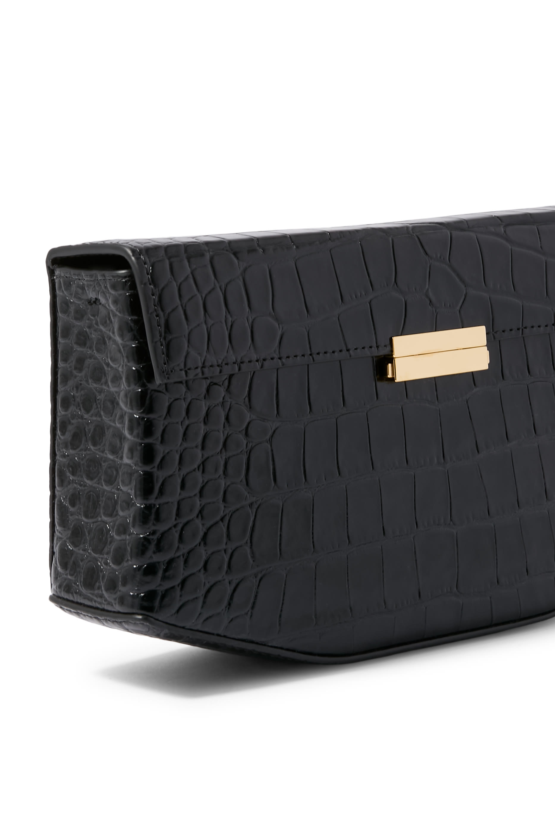 Clip Croc-Embossed Shoulder Bag