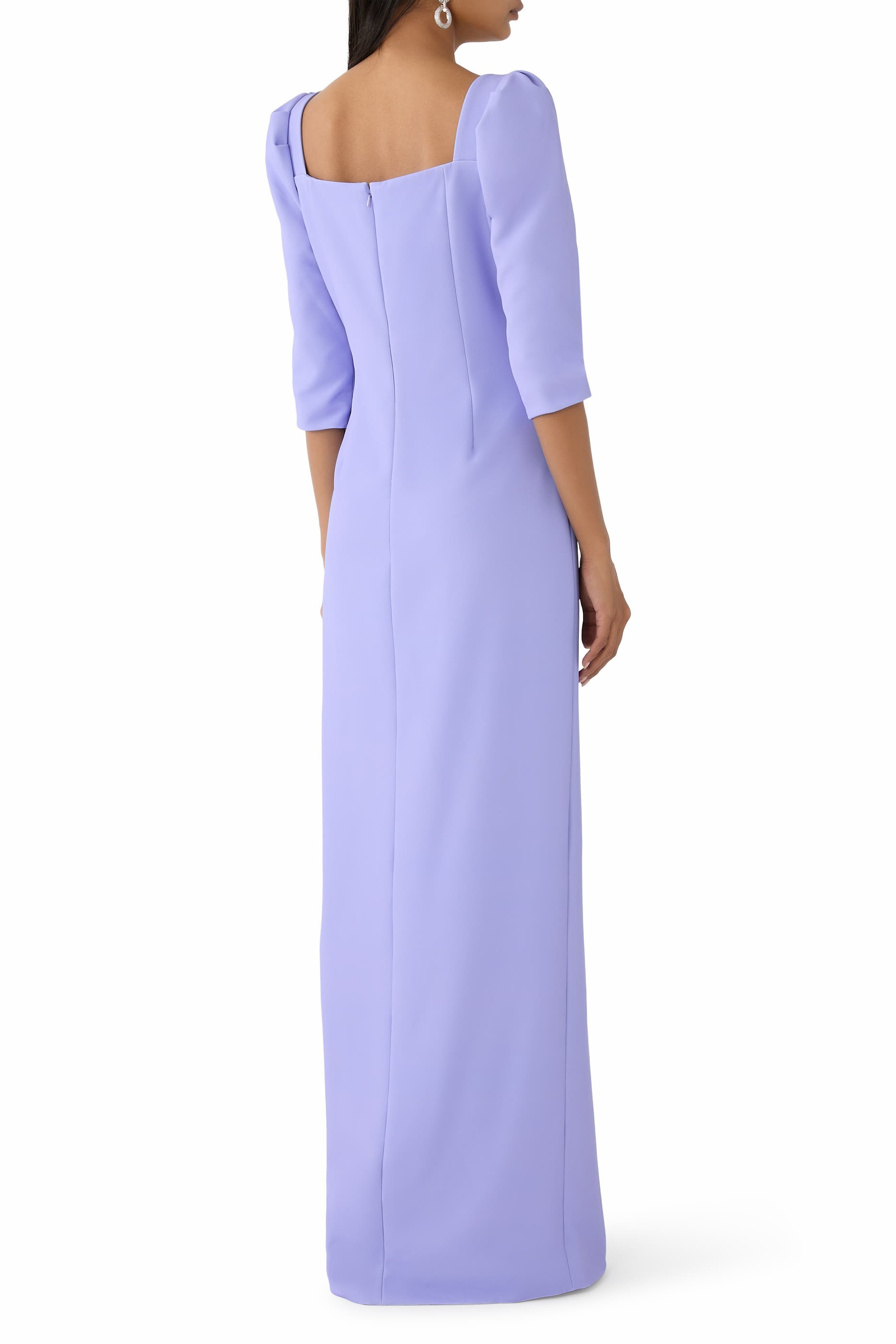  Crepe Digital Flower Print Column Gown