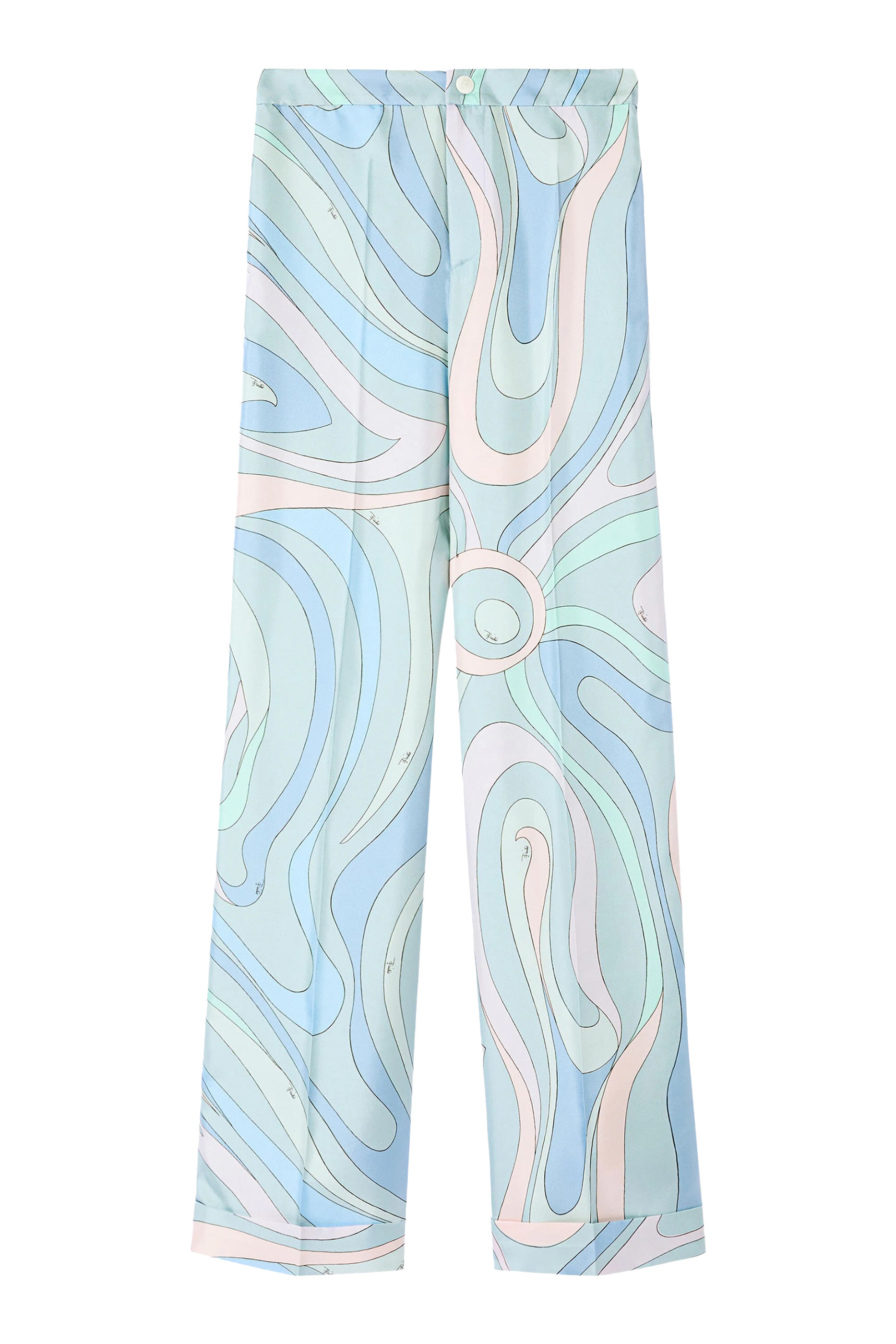 Marmo-Print Silk-Twill Trousers