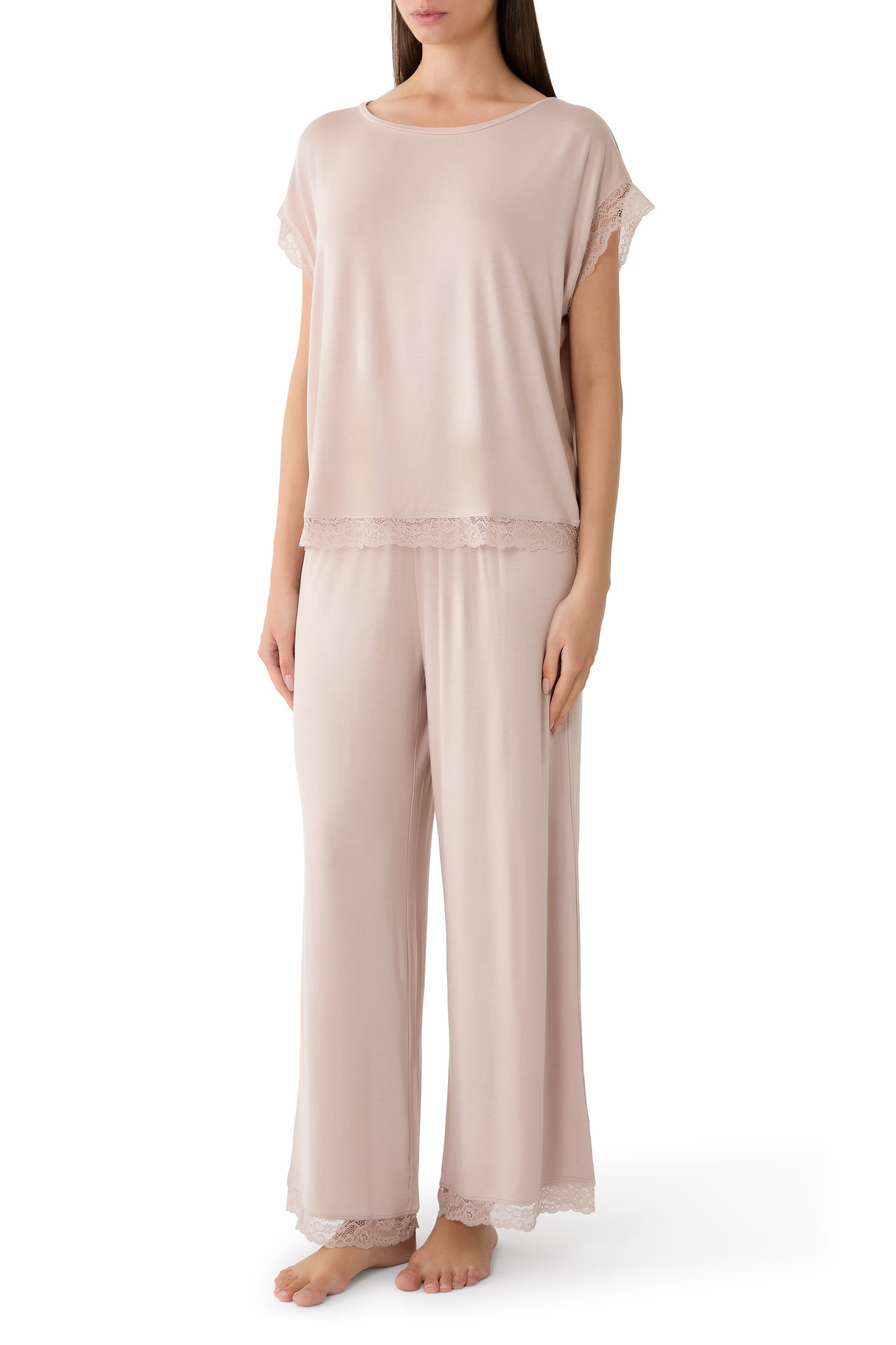 Jersey Lace Hem Pajama Set