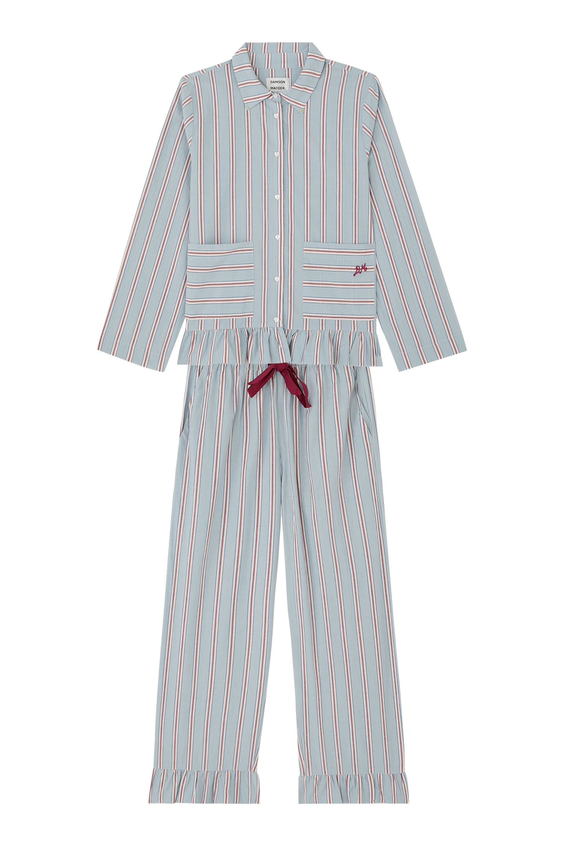  Frill Florie Striped Pajama Set 