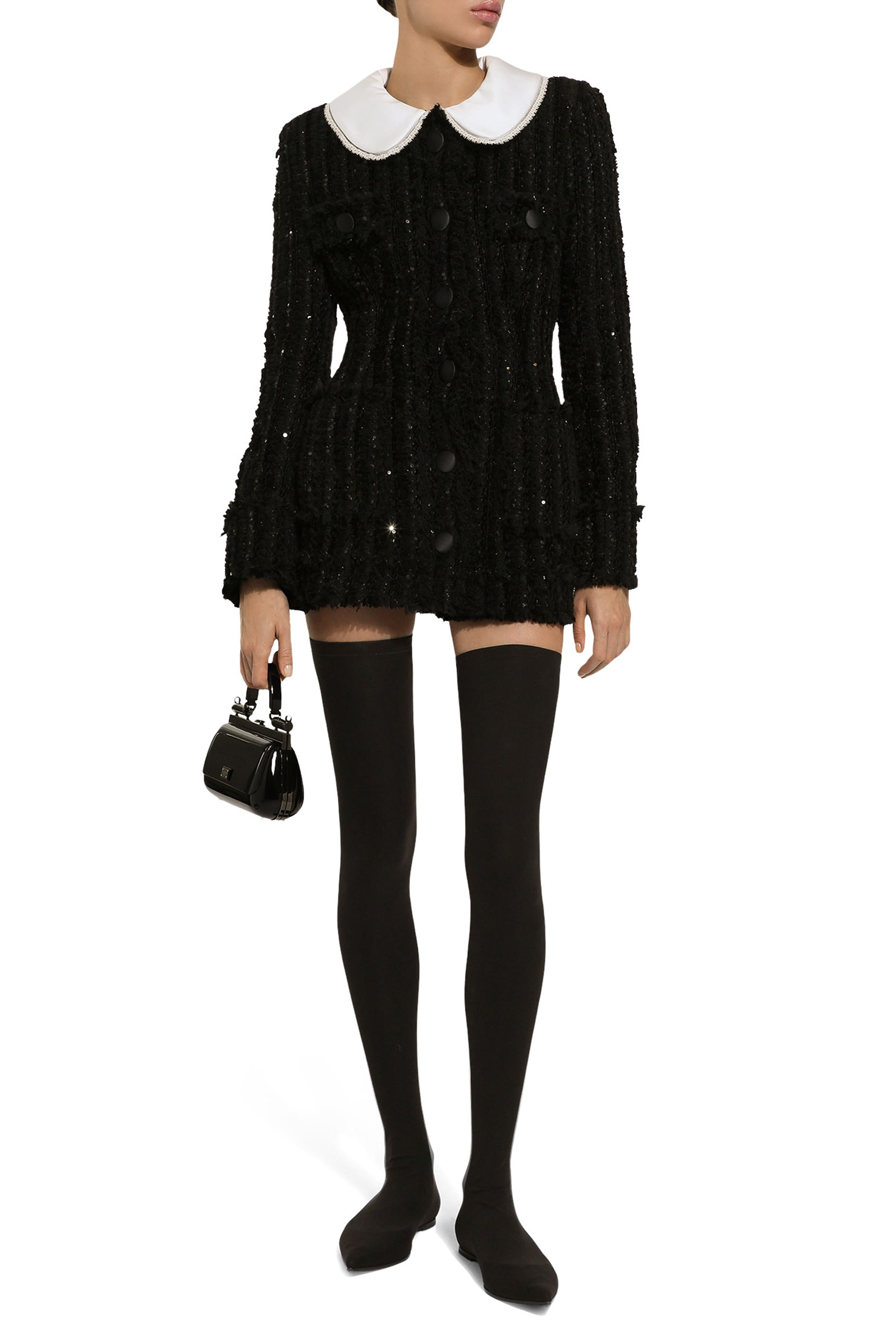 Micro-Sequin Embellished Tweed Jacket