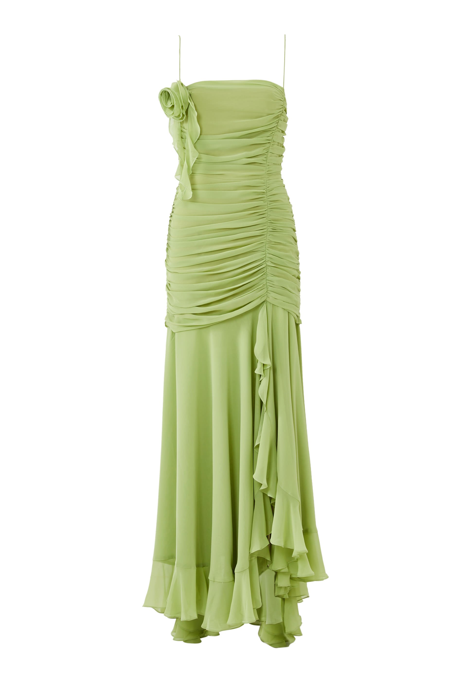 Rosado Pea Shoot Chiffon Maxi Dress