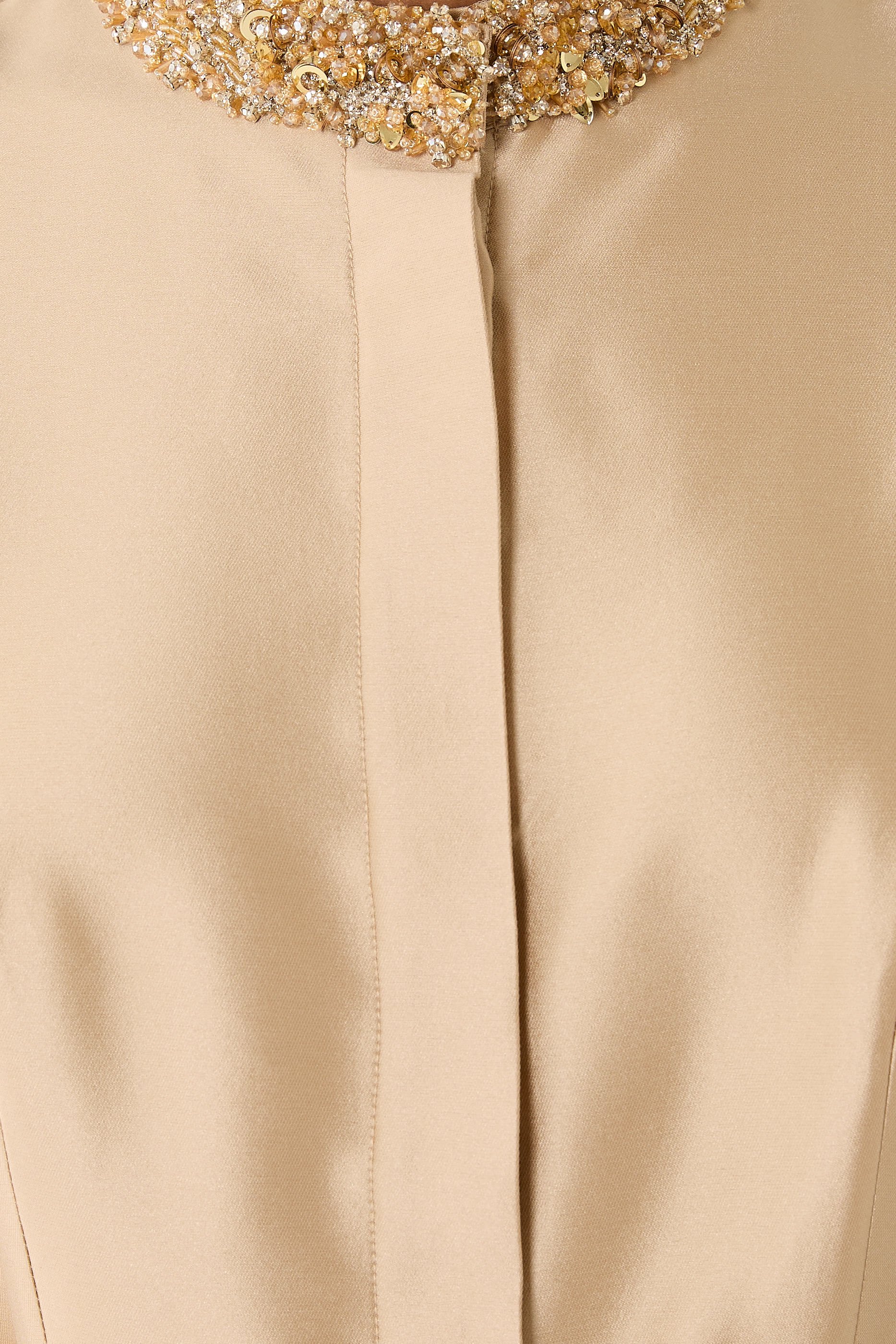 Mikado Bead Collar and Pocket Shirt Waist Gown